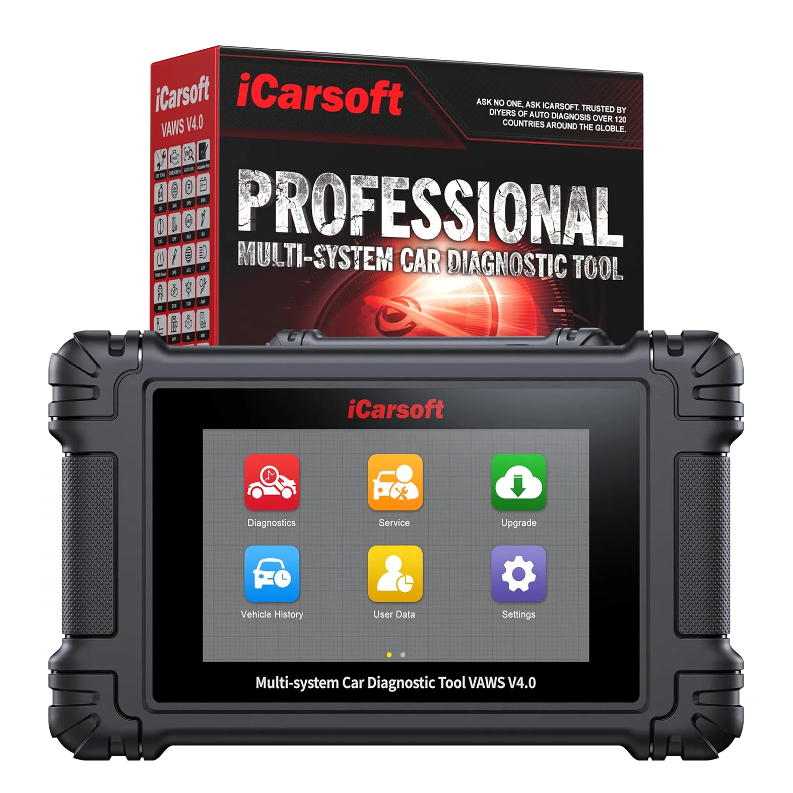 iCarsoft VAWS V4.0 Máquina Diagnosis Coche para VW/Audi/Skoda/Seat + 2 Marcas Opcionales, Escáner OBD2 Bidireccional de Todo el Sistema, 43 Funciones Reinicio para V.A.G, Auto Vin, Actualización WiFi