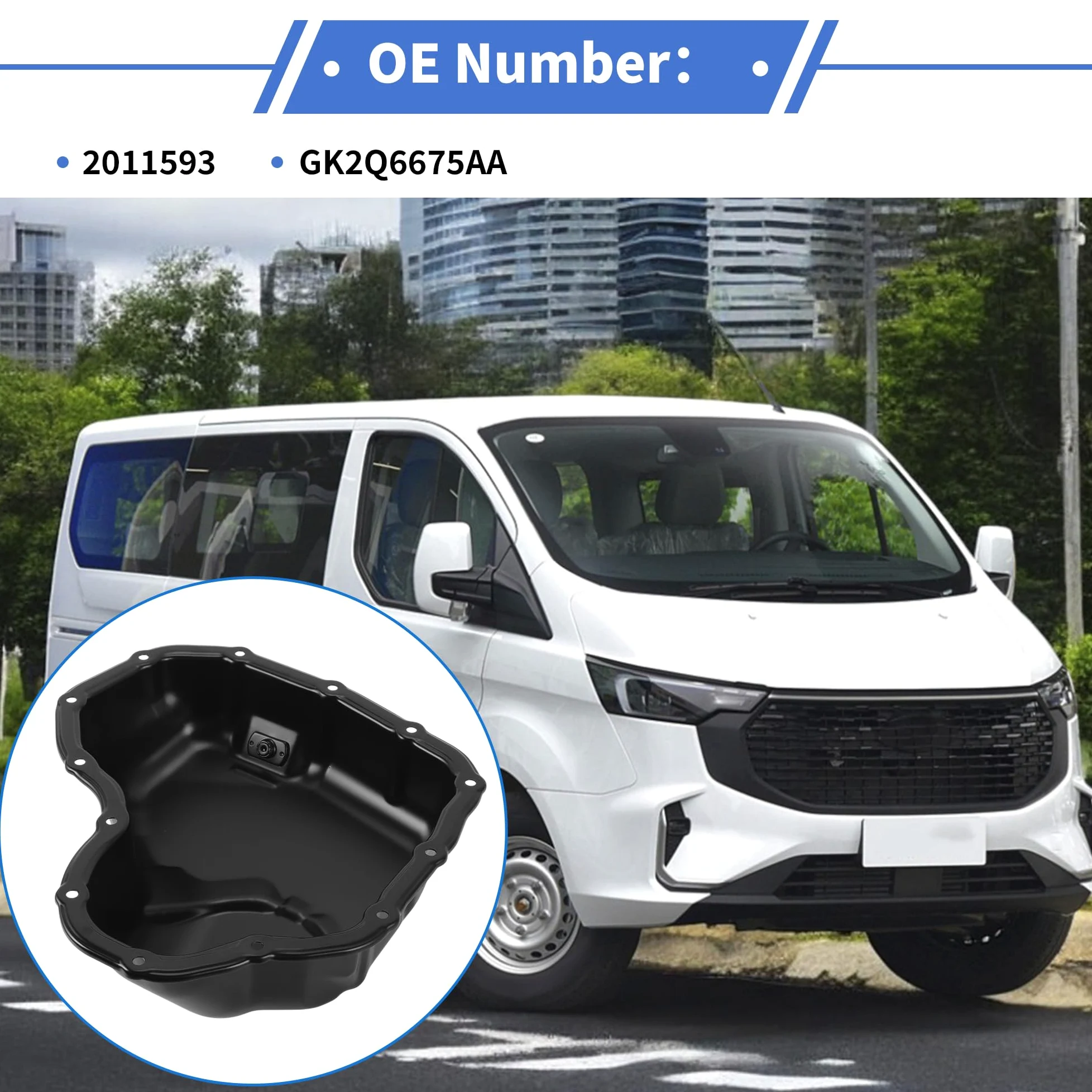 Cárter De Aceite Para Ford Transit Custom 16-24 1PC | Color Negro, Material Hierro, OE GK2Q6675AA Y 2011593, Reemplazo Directo, Solución Para Fugas Y Sobrecalentamiento