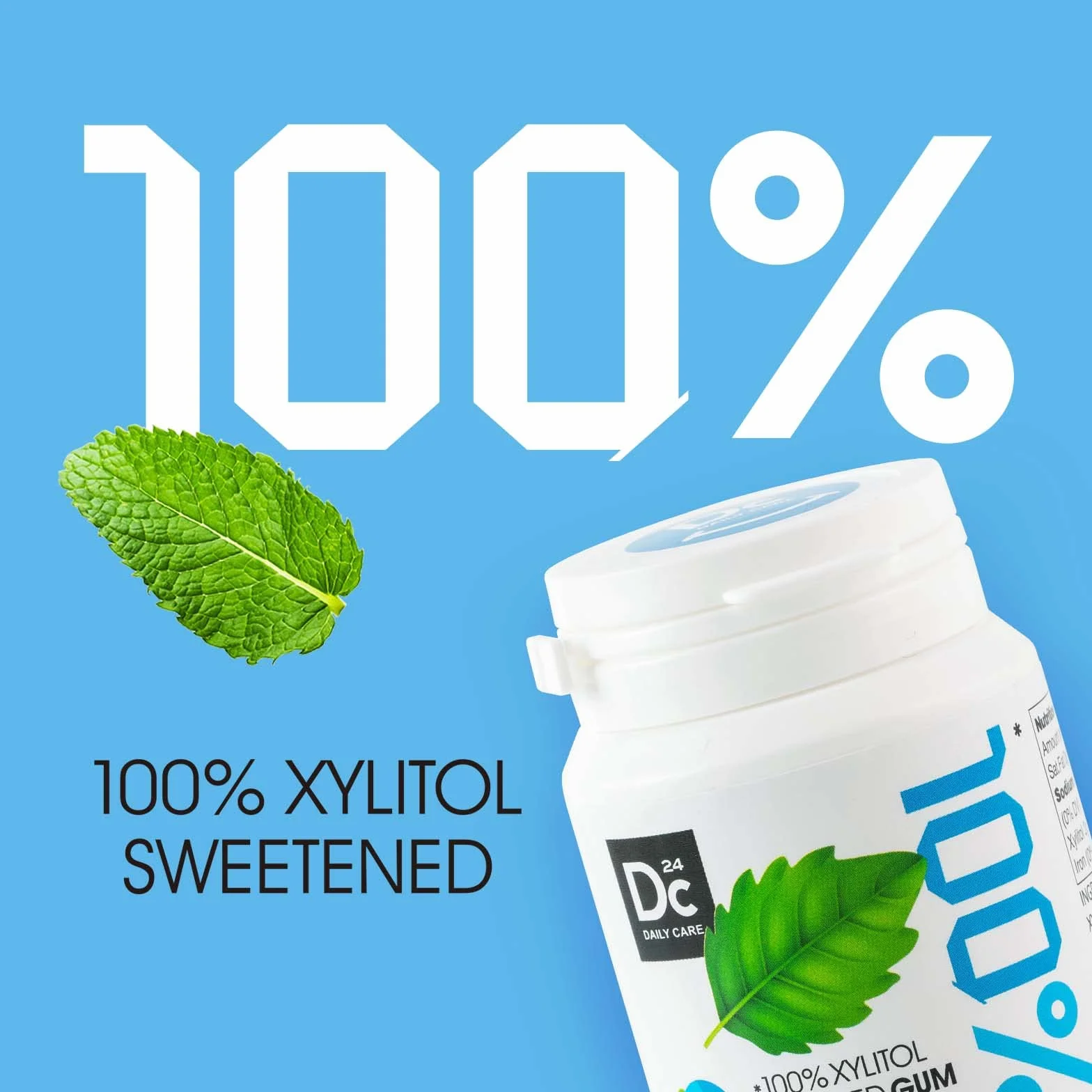 Chicle 100% Xilitol Sin Azúcar Menta Piperita 60 Piezas Paquete de 2 Vegano Sin Gluten