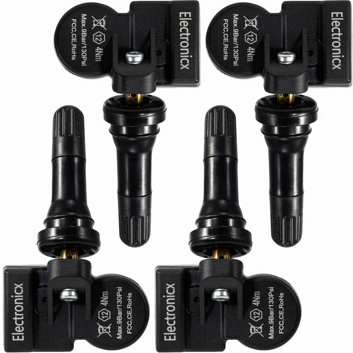 Electronicx 4 sensores RDKS 433 MHz preprogramados TPMS sensor de presión de neumáticos para coches, uso universal, sistema de control de presión de neumáticos, válvula de metal, juego de 4 unidades