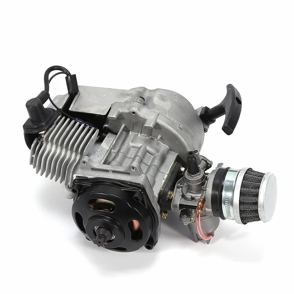 MINRS 49cc 2 Hub Pull Start Motor Mini Dirt Bike Motor, Mini ATV Quad con filtro de aire, carburador Pullstart para Pocket Bike Mini Dirt Bike ATV Roller