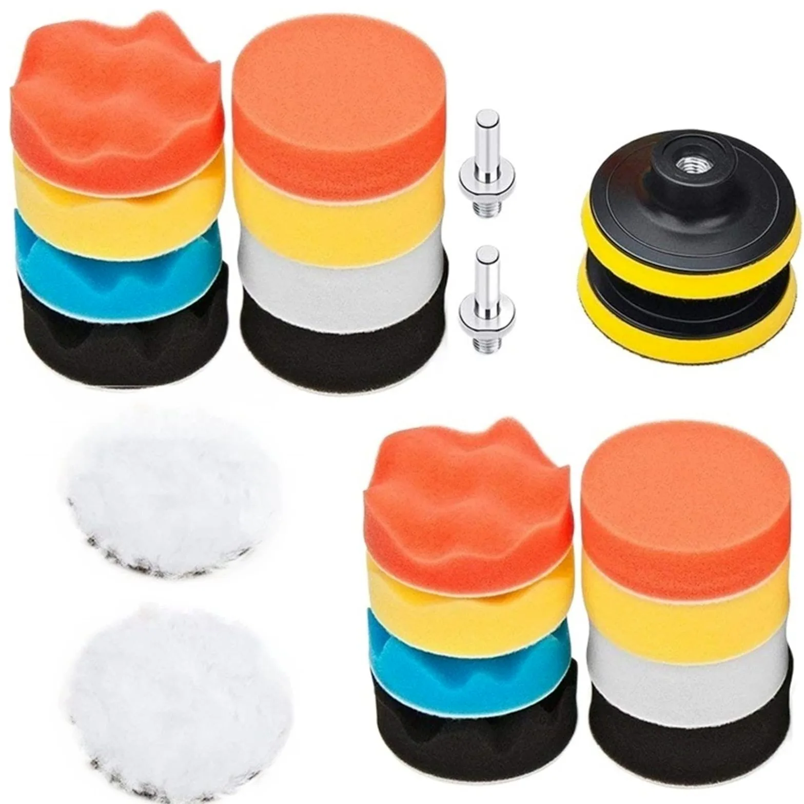 Herramientas Pulidor de Faros de Coche, Herramienta de reparación de Limpieza y Encerado de Ruedas, Accesorios de Taladro Caja Herramientas(22Pcs Set)
