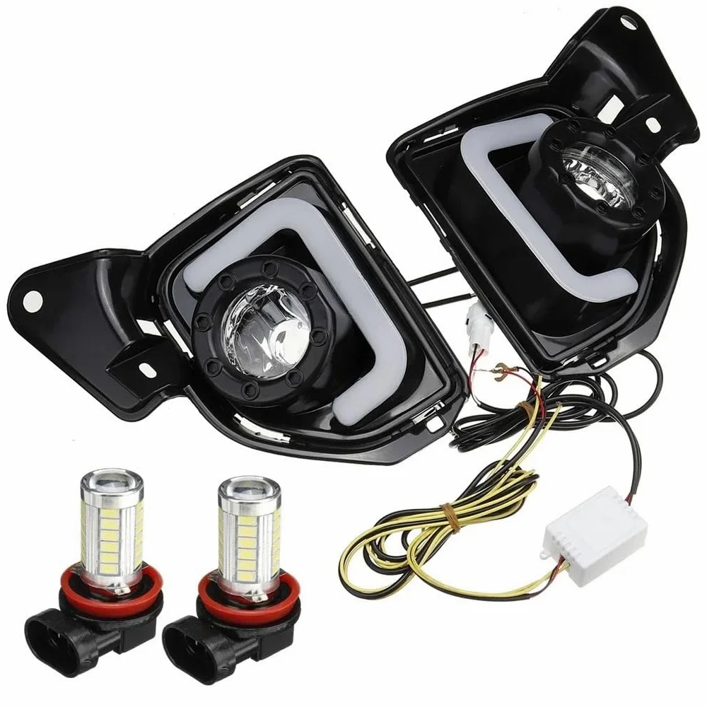 Antiniebla Para Toyota Para Hiace 2014-2018 Conjunto Faros Antiniebla Luces Diurnas LED DRL Izquierda Y Derecha Con Bombillas H11 6000 K ~ 6700