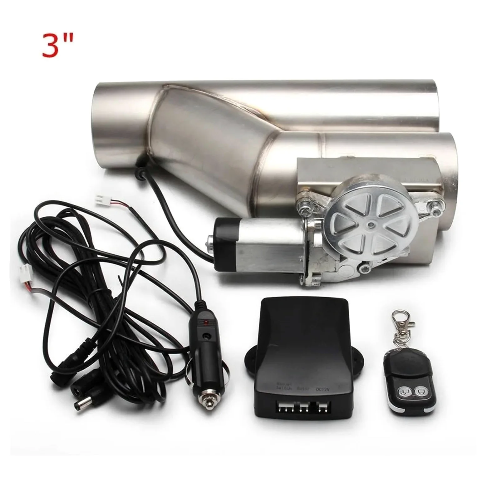 Tubo de escape del coche Kit de corte para escape eléctrico Universal 2,5 "y 3", para sistema único válvula Control tubería Y(3 inch)