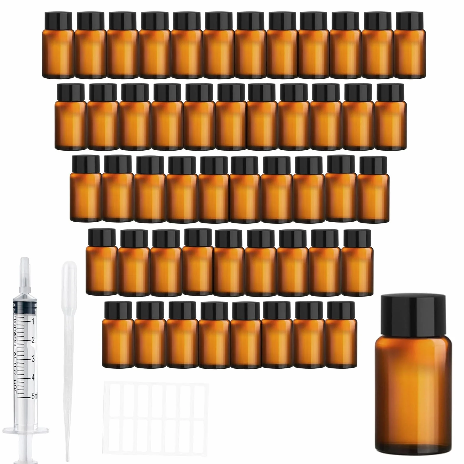 Ambar Frasco Cuentagotas Cristal 2ml 50 Piezas, Recipientes Aceites Esenciales, Mini Botellas Perfume