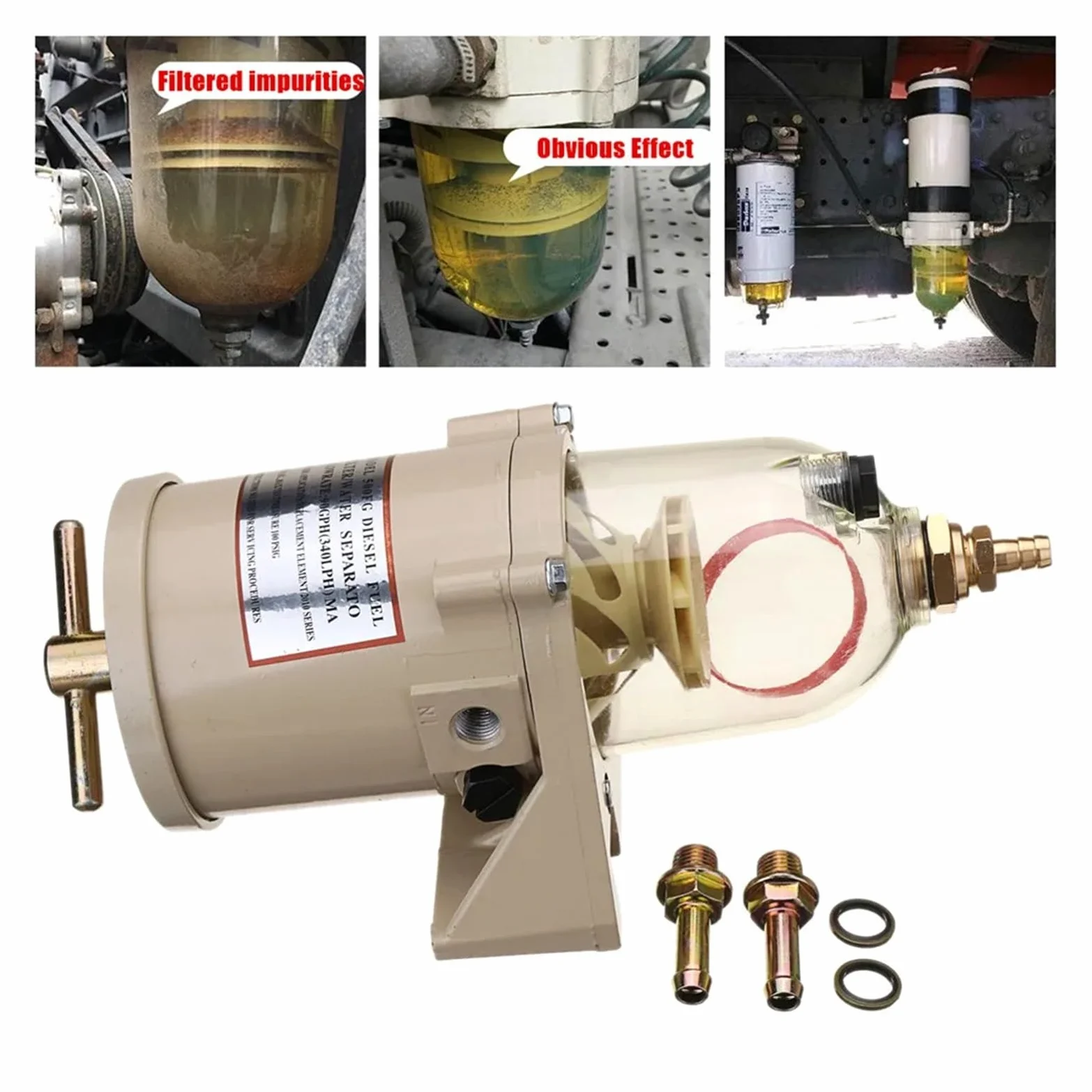 Filtro de Motor 500FG 500FH, Separador de Combustible, Aceite y Agua con Elemento filtrante 2010PM, Tubo de calefacción de 12 V/24 V, 2021