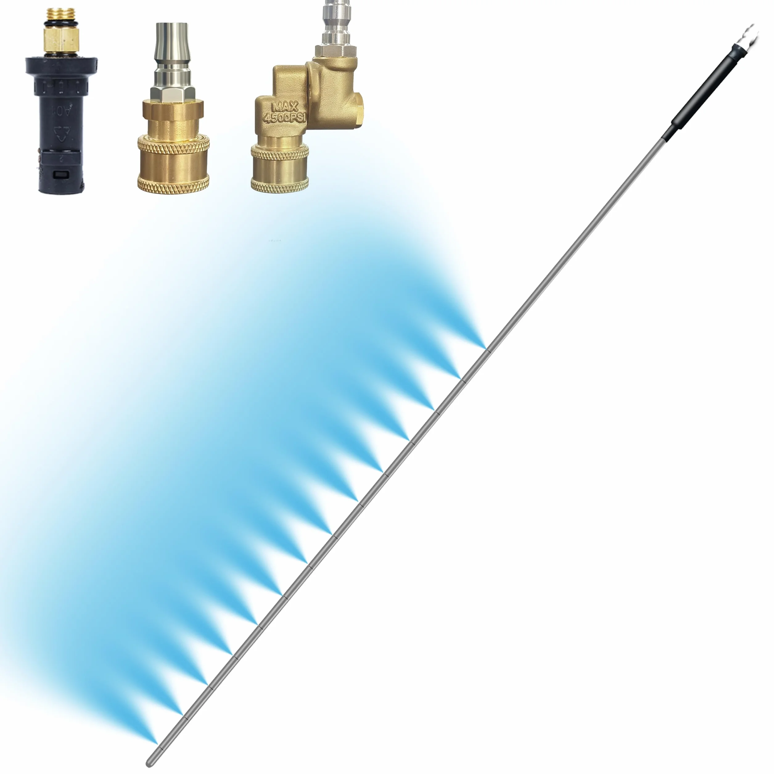 Varilla de limpieza de radiador – Herramienta de purga de radiador de 5000+ PSI con adaptador adecuada para lavadora de coches Karche, camiones, autocaravanas, limpieza dual de agua/aire, incluye