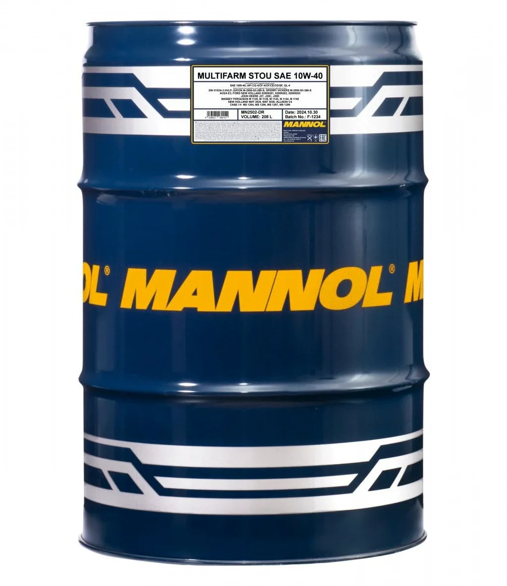 MANNOL Aceite de motor 10W-40 Multifarm Aceite mineral ACEA E3 API CE API CD API SF API GL-4 API CG-4 API CF-4 API CF STOU 208L Compatible con MERCEDES-BENZ Clase E Sedán W211 190 W201 W124 Sedán W124 | Semisintético para motores diesel y cajas de cambios