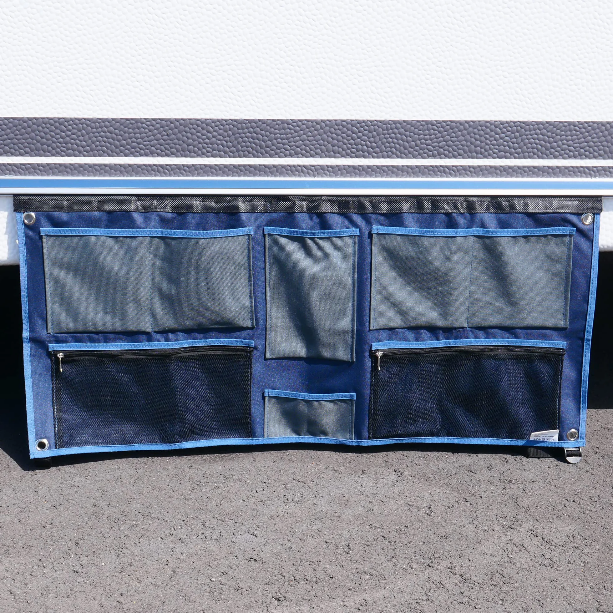 your GEAR Organizador de caravanas – Estante colgante/Barra de ganchos para caravana 45 – 140 cm | Variantes de bolsillo, zapatos, tableta, ancho, malla, ganchos | Almacenamiento de camping 4-12