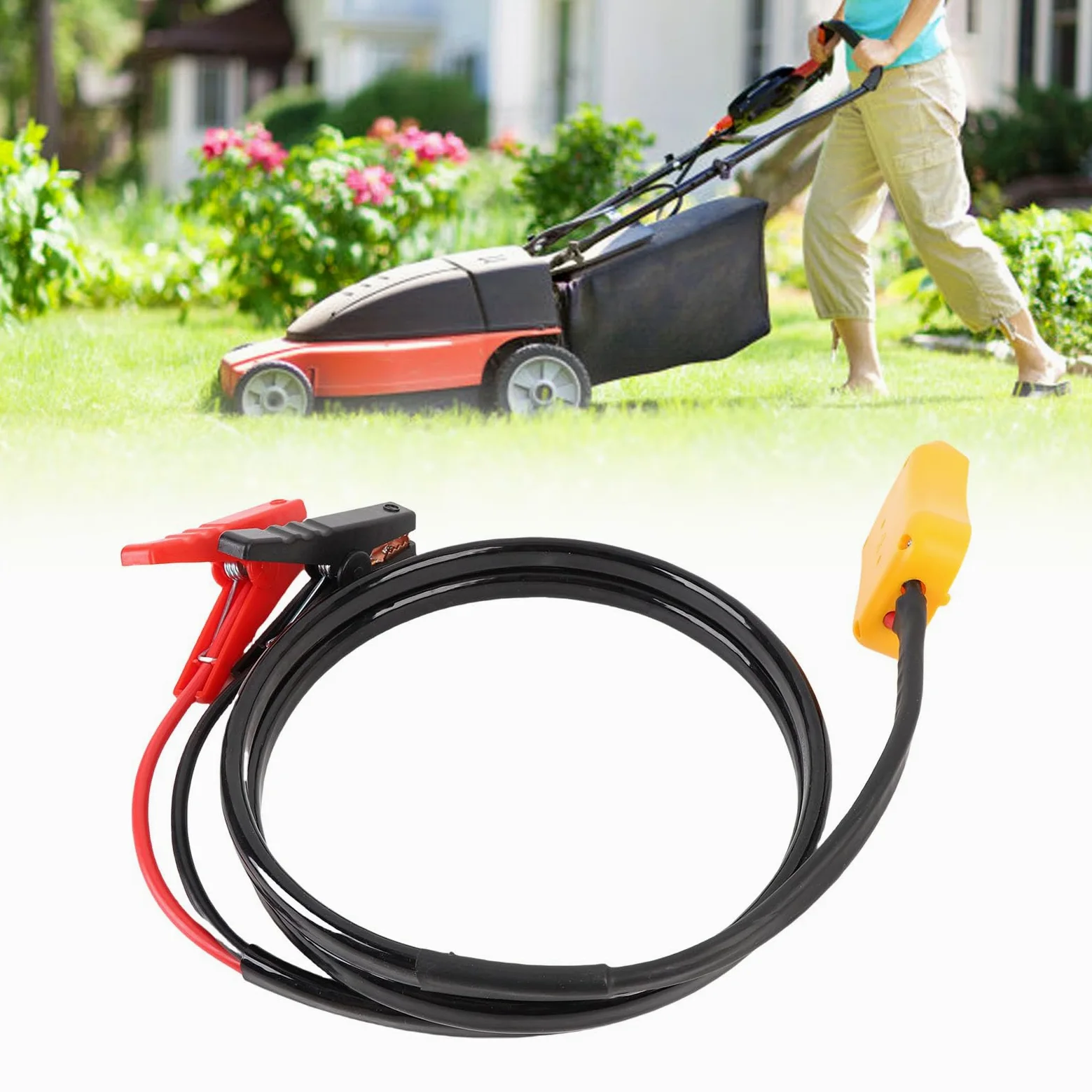 Qqmora Cables de Puente con Adaptador, Abrazaderas de Cable de Arranque de Batería de 8 AWG de 6 Pies para Baterías de 20 V, Automóviles, Camiones, SUV, Motocicletas, Alambre Reta