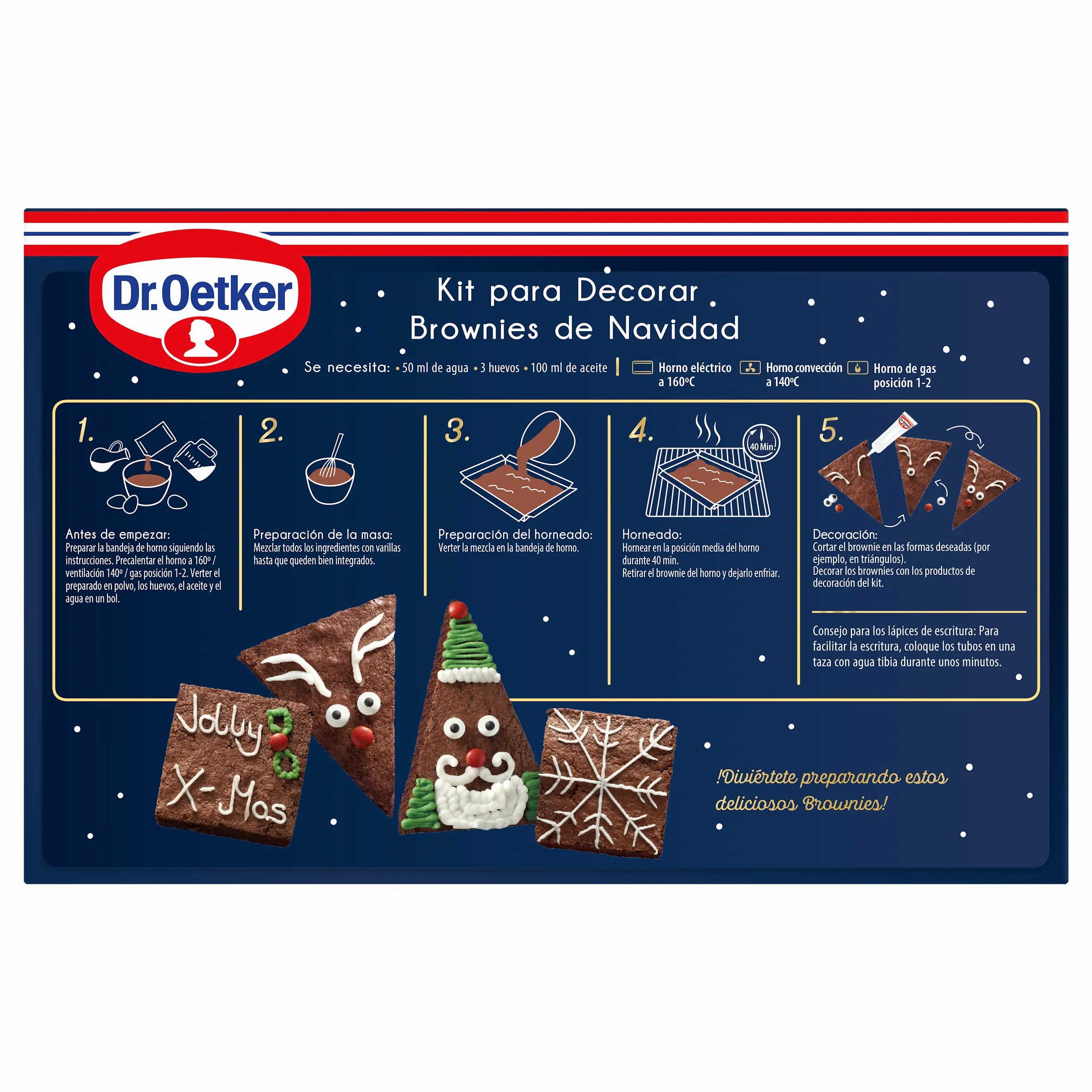 DR. OETKER Kit Brownies Navidad 513 g Intenso Sabor a Chocolate