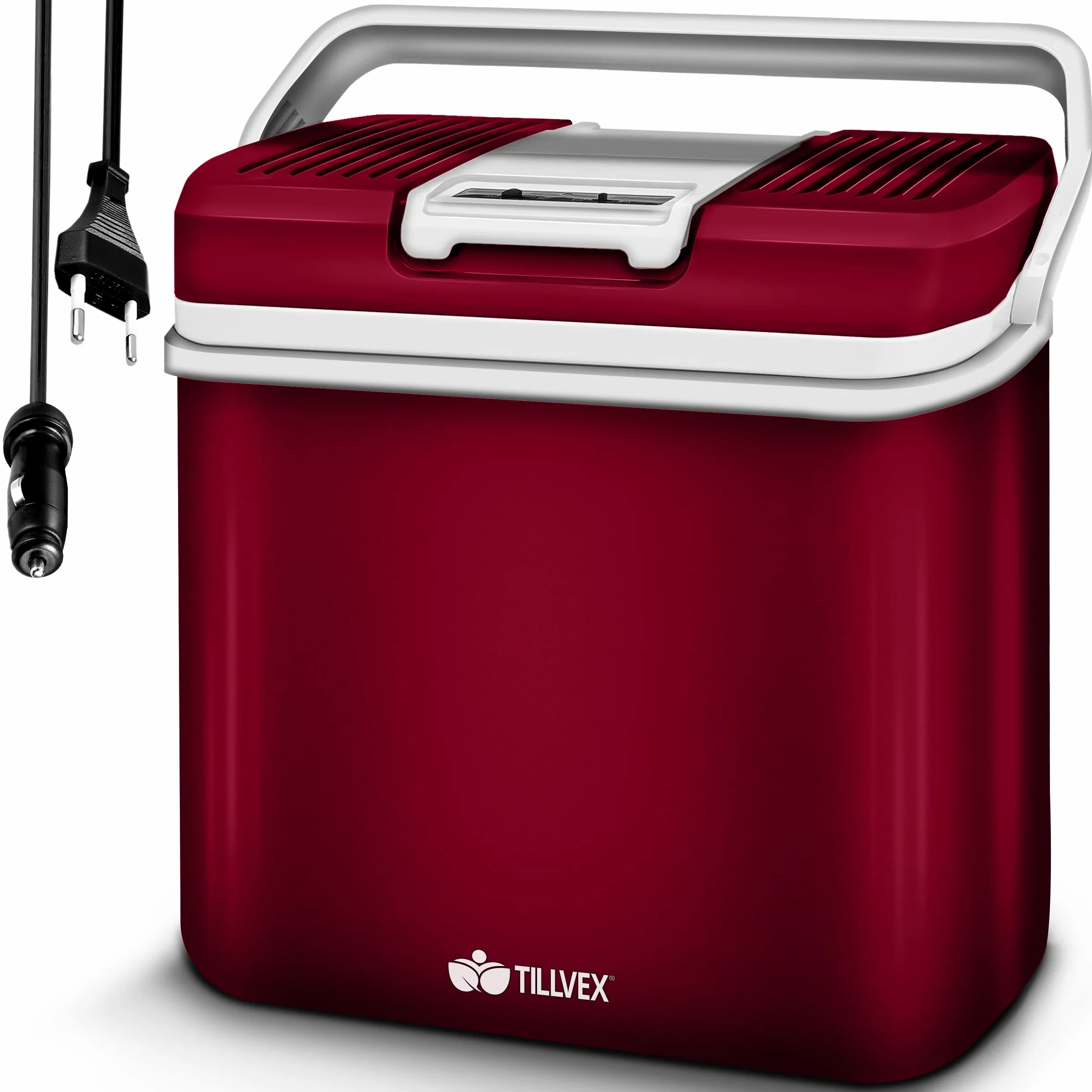 tillvex Nevera portátil eléctrica de 24 litros | Mini Nevera portátil de 230 V y 12 V para vehículos Coches Camping | Enfría y calienta | Modo ecológico