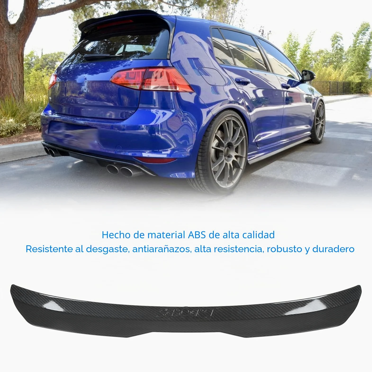 Alerón Trasero Universal para Coche, Alerón de Techo ABS para MK1-MK7 (2000-2022), Estilo de Fibra de Carbono