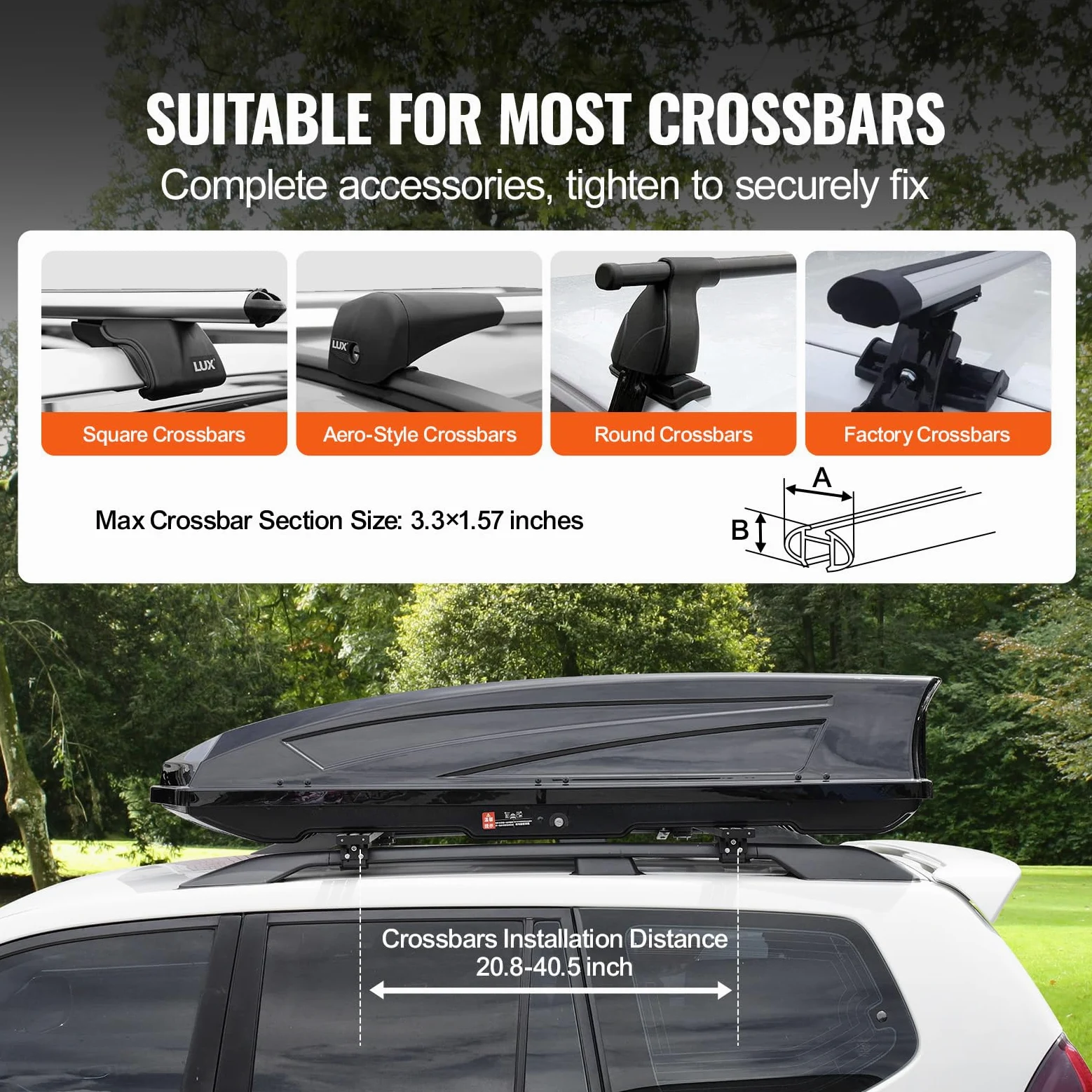VEVOR Cofre de Techo 480 L Portaequipajes de Techo Rígido de ABS con Apertura de Doble Cara 2 Correas Reforzadas Aerodinámico Maletero Techo Coche para la Mayoría de Travesaños, Coche, SUV, Negro