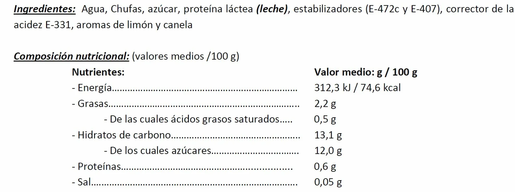 Horchata de Chufa Tradicional Pack 12 Unidades