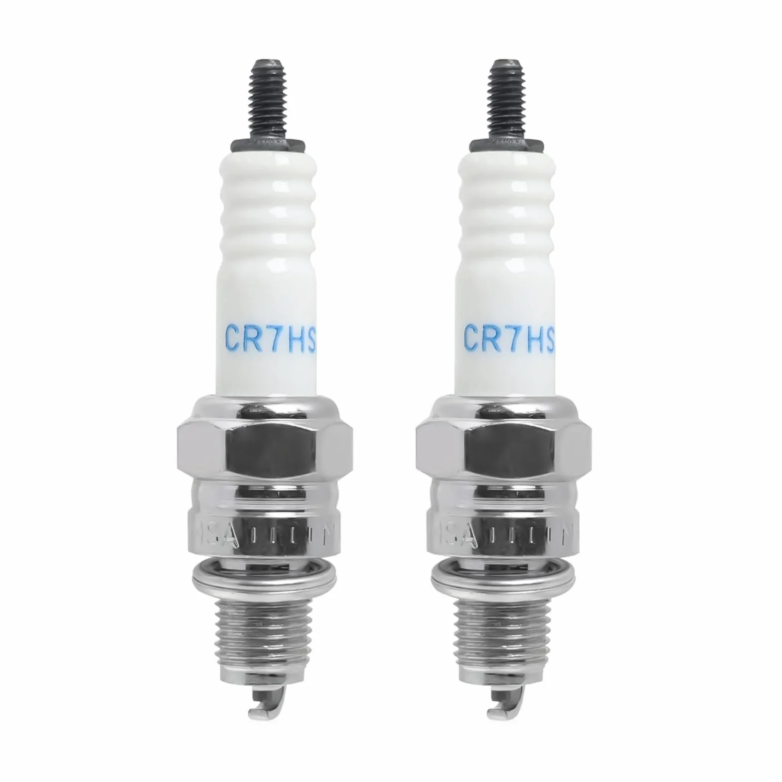 2 Piezas Bujía Compatibile con NGK CR7HSA C7HS, Bujías Níquel de Encendido, Terminal de Tuerca para Motos, Ciclomotores y Scooters, Reemplazo para CR7HSA con Rosca de 10 mm, Antiparásito Alto Rendimie