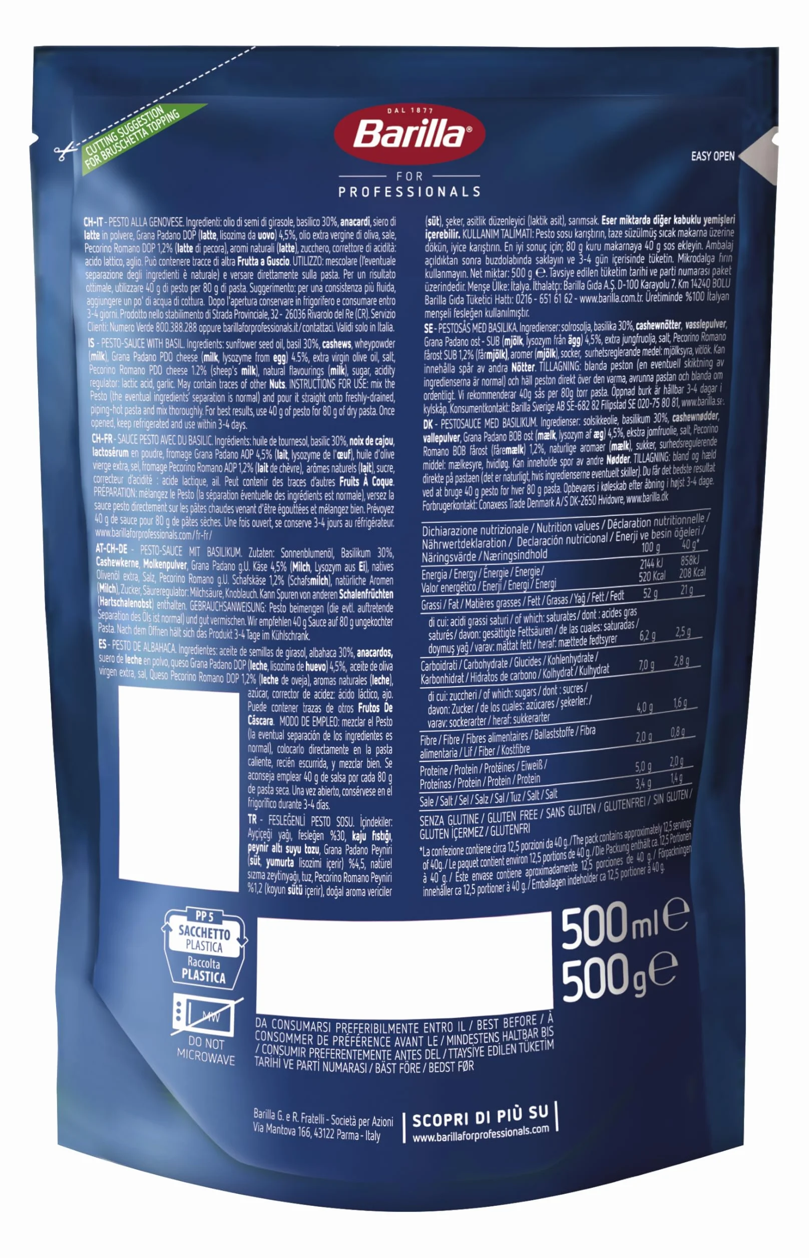 Barilla Pesto alla Genovese 6 x 500 g