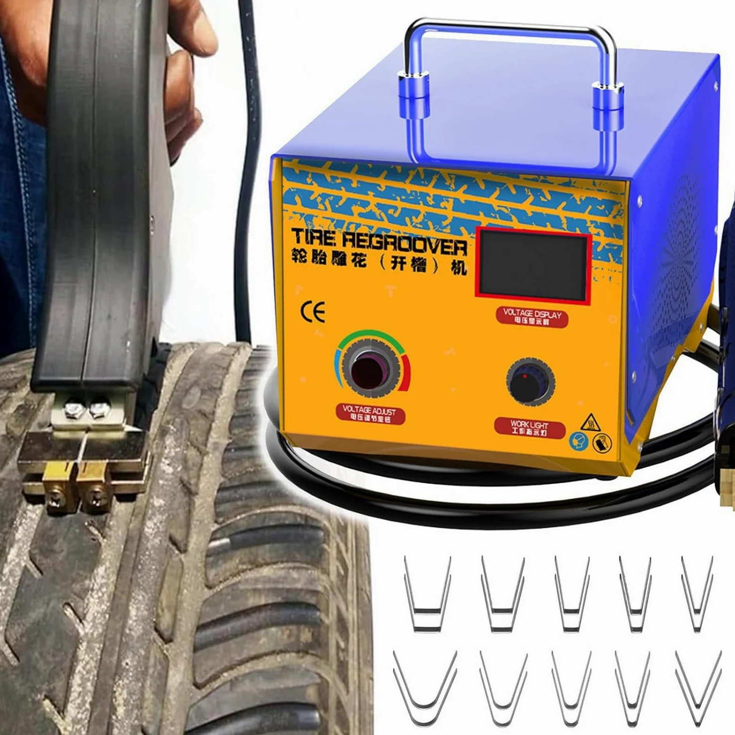 Ranuradora Neumáticos Portátil Profesional 1000 W Con 10 Cuchillas, Herramienta Para Ranurar Neumáticos Caucho, Cortadora Ranurado De Neumáticos De Hierro, Grabado En Forma