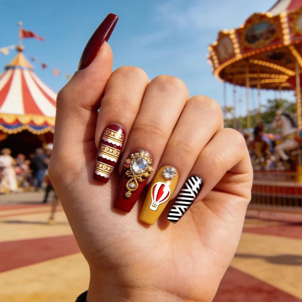 PH PandaHall 3 placas de estampado de uñas de circo, plantillas de arte de uñas de payaso, animal, geométricas