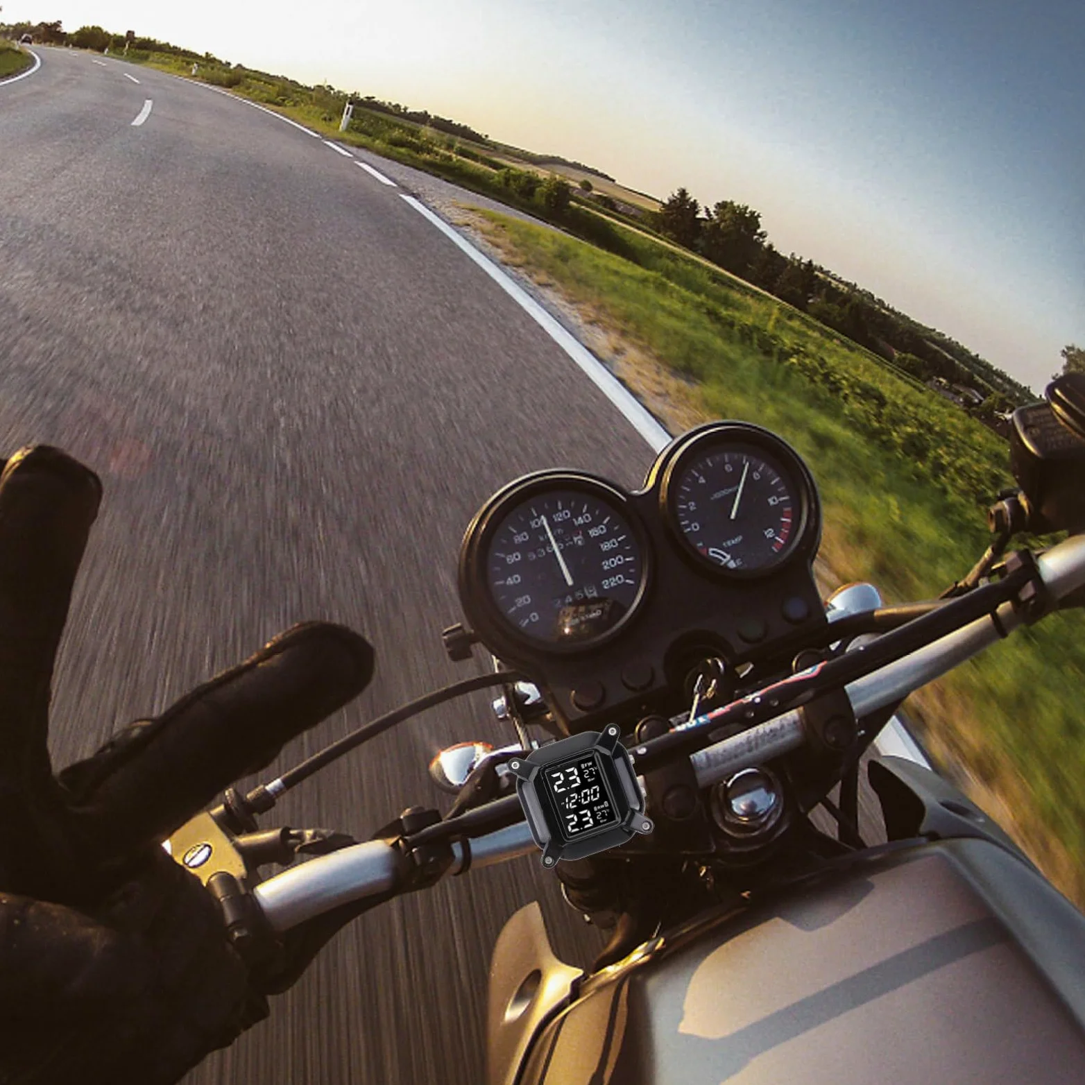 Anneome Monitor De Presión De Neumáticos para Motocicleta, Sensor Digital De Alta Precisión, Sistema Profesional De De Presión y Temperatura, Uso Seguro y Confiable para Motoristas