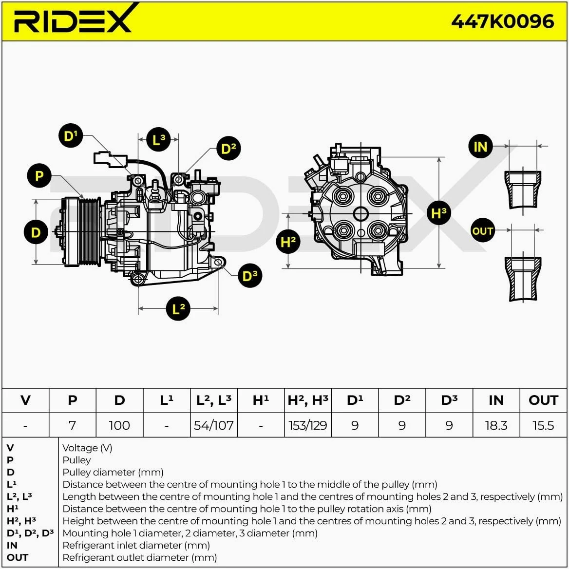 RIDEX 447K0096 Compresor aire acondicionado