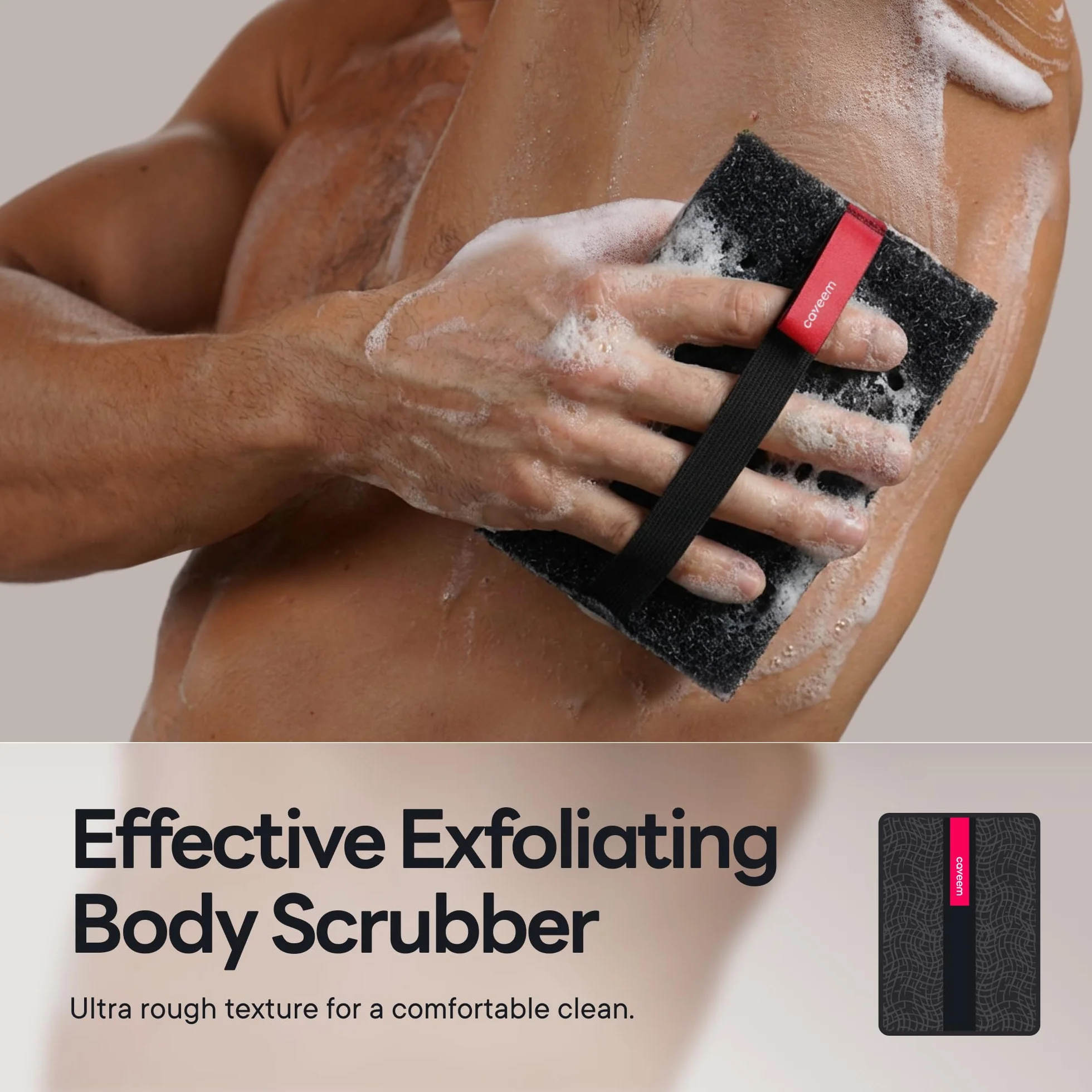 CAVEEM Esponja Exfoliante Corporal Doble Cara, Paquete de 2 Gris Oscuro
