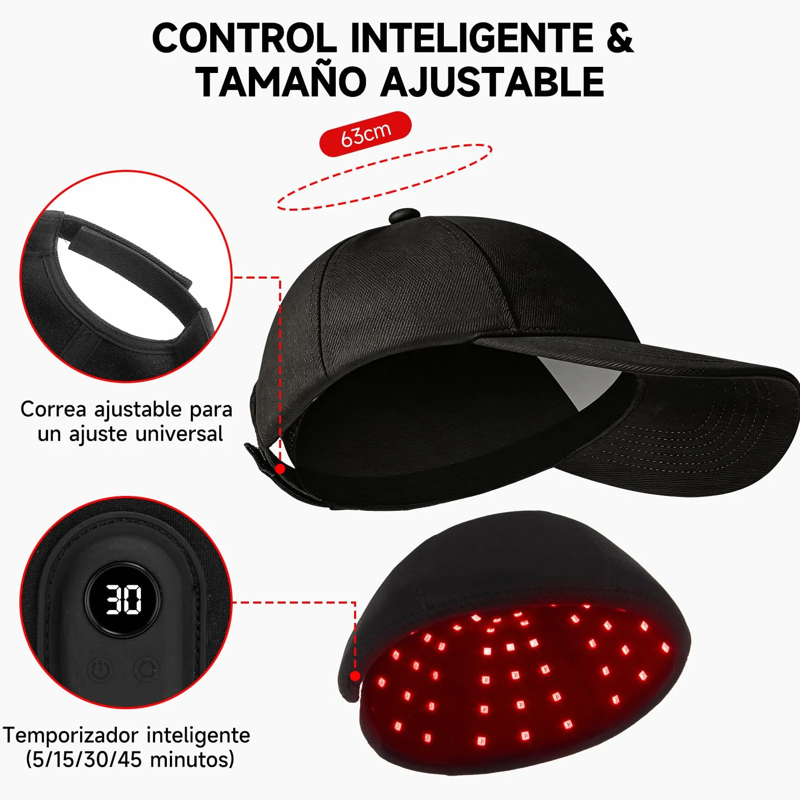Gorra para Crecimiento del Cabello 660 nm 850 nm 7 Modos Dispositivo Láser