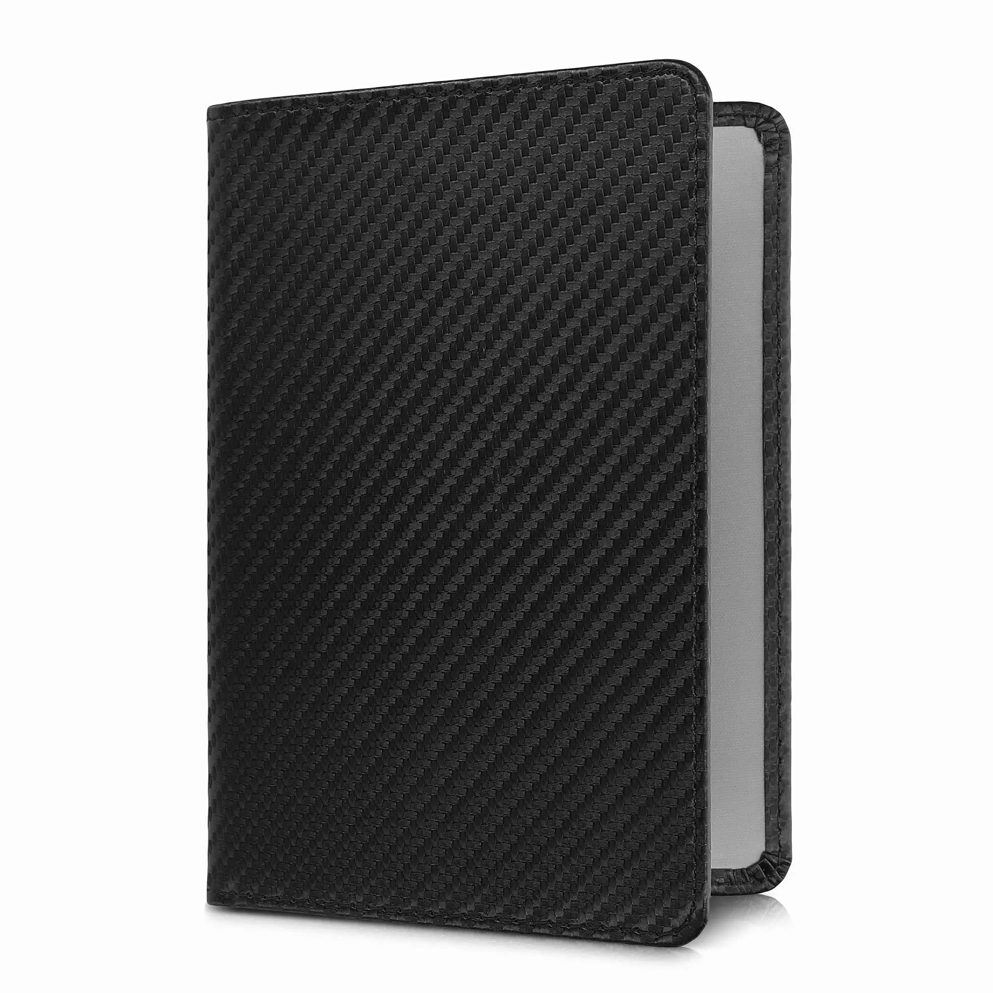 kwmobile Funda para permiso de circulación coche de cuero sintético - 10.5 x 14.8 CM - de carbono negro
