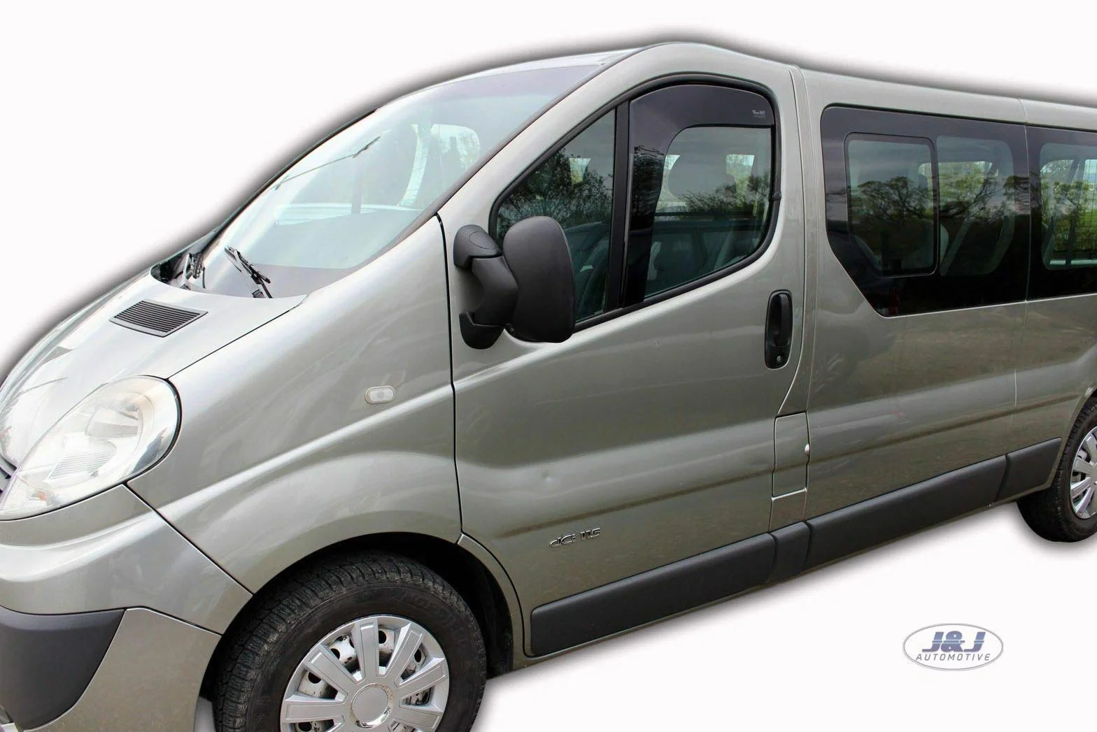 J&J AUTOMOTIVE Derivabrisas Personalizados para RENAULT TRAFIC 2001-2011 2pcs, Color: Smoky Gray, Instalación Clip-on