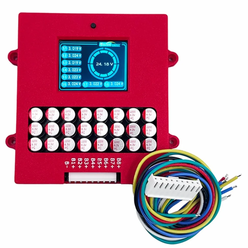 Balanceador Activo de Batería de Litio Lifepo4 8S con Pantalla de Voltaje TFT, Comprobador de Voltaje de Batería 4S 6s 5a, Ecualizador de Transferencia de Energía