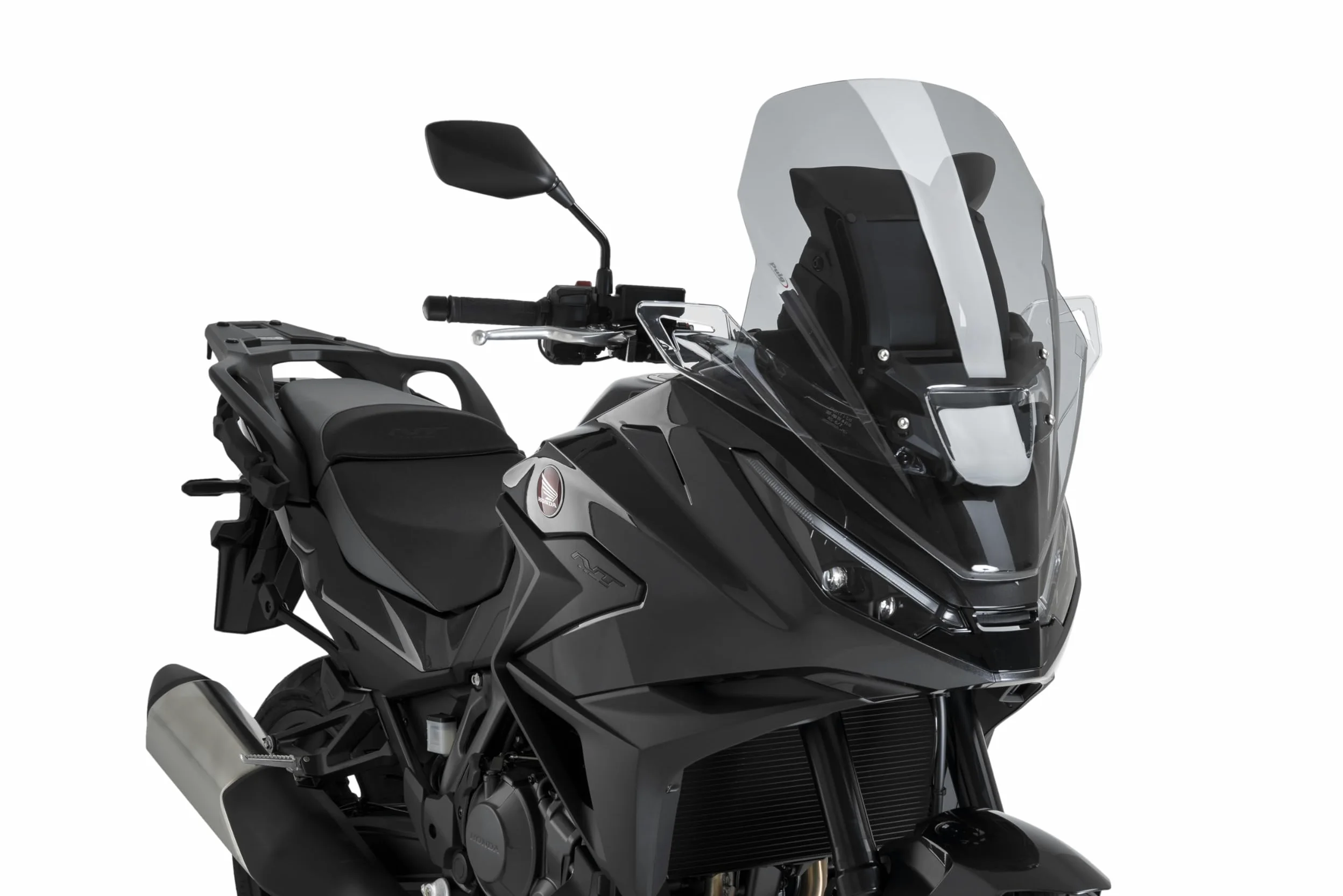 Puig 22402H Cúpula Touring alta y aerodinámica en acrílico CN de 4 mm con perfil redondeado, zona superior plana y deflectores que mejoran protección, Ahumado