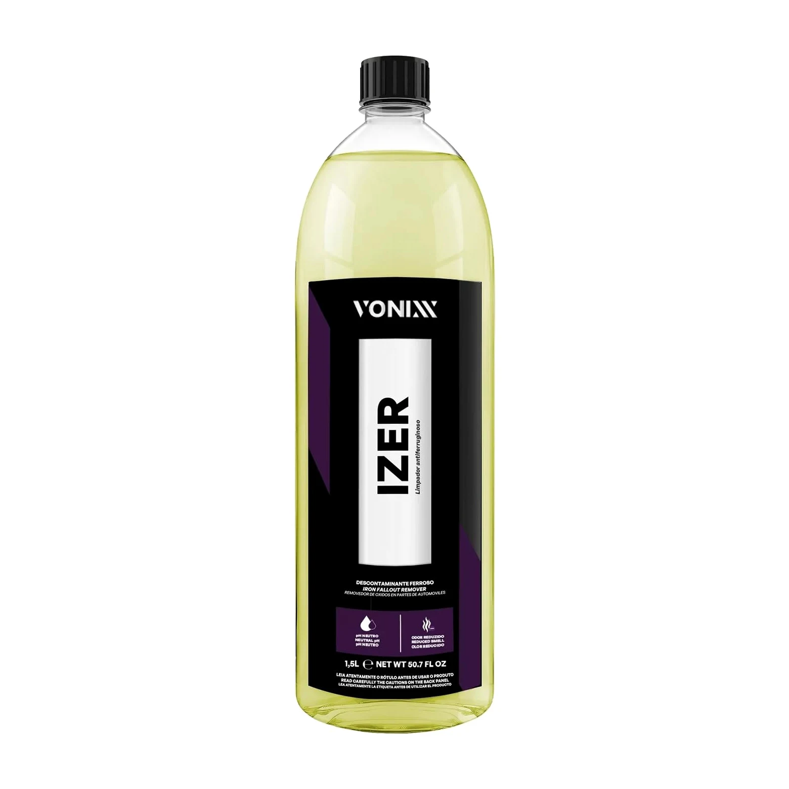 Vonixx Izer Descontaminante ferrico | Limpeza de jantes, Pintura e Motor, fórmula pH Neutro e sem ácido - Elimina óxido, pó de travões e partículas metálicas (1,5L)