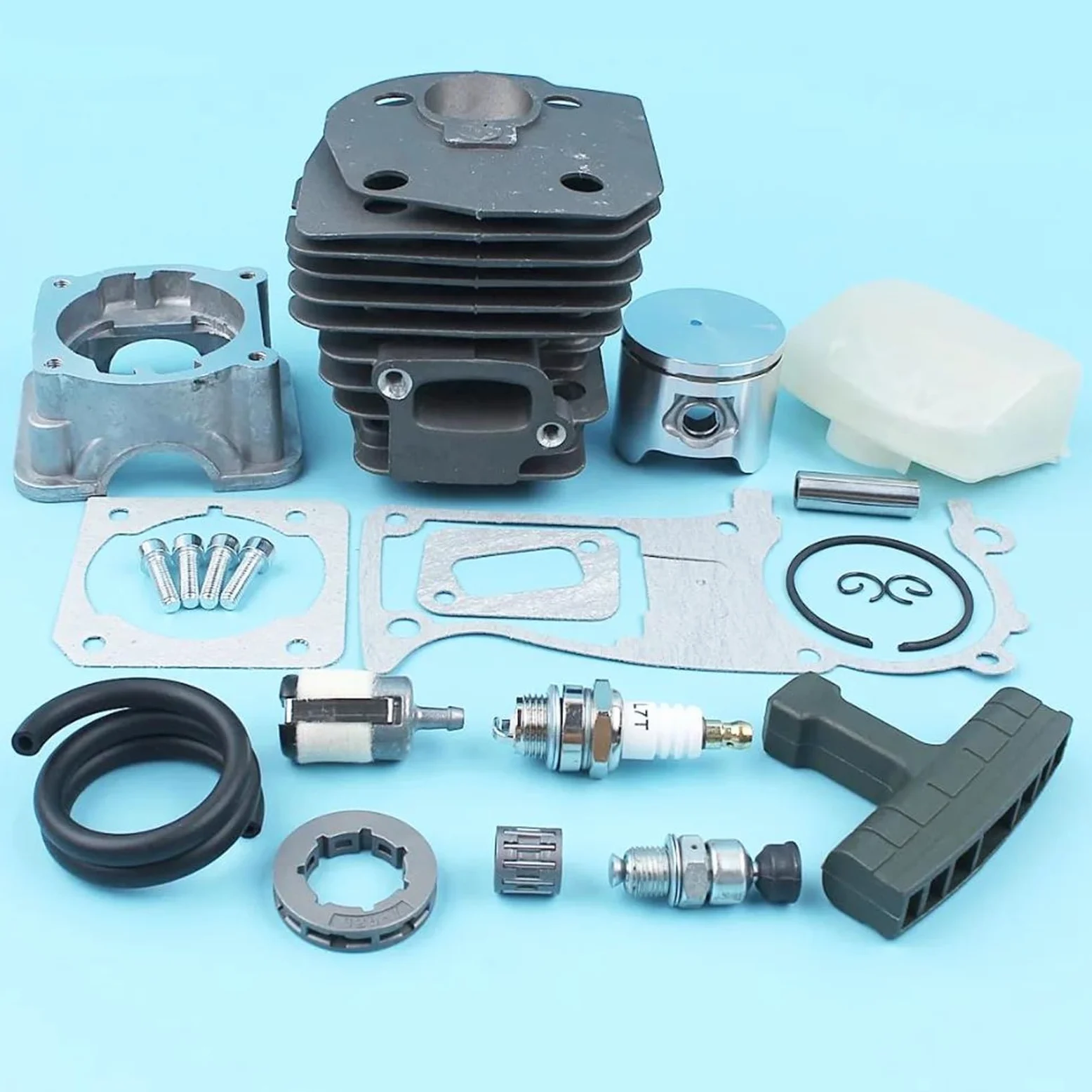 Kit De Juntas De Cárter De Motor De Pistón De Cilindro De 44 Mm para Motosierra para Jonsered CS 2141, 2145, 2149, 2150 Y 2152, con Revestimiento Nikasil. Más Piezas De Reparación.