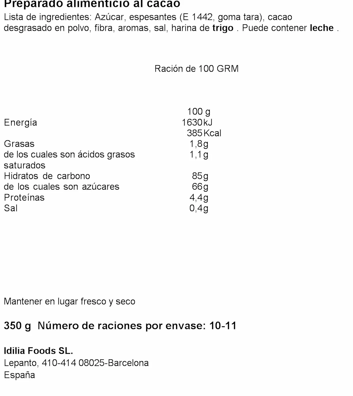 Cacao Paladin La Taza Minuto 350g Pack de 2