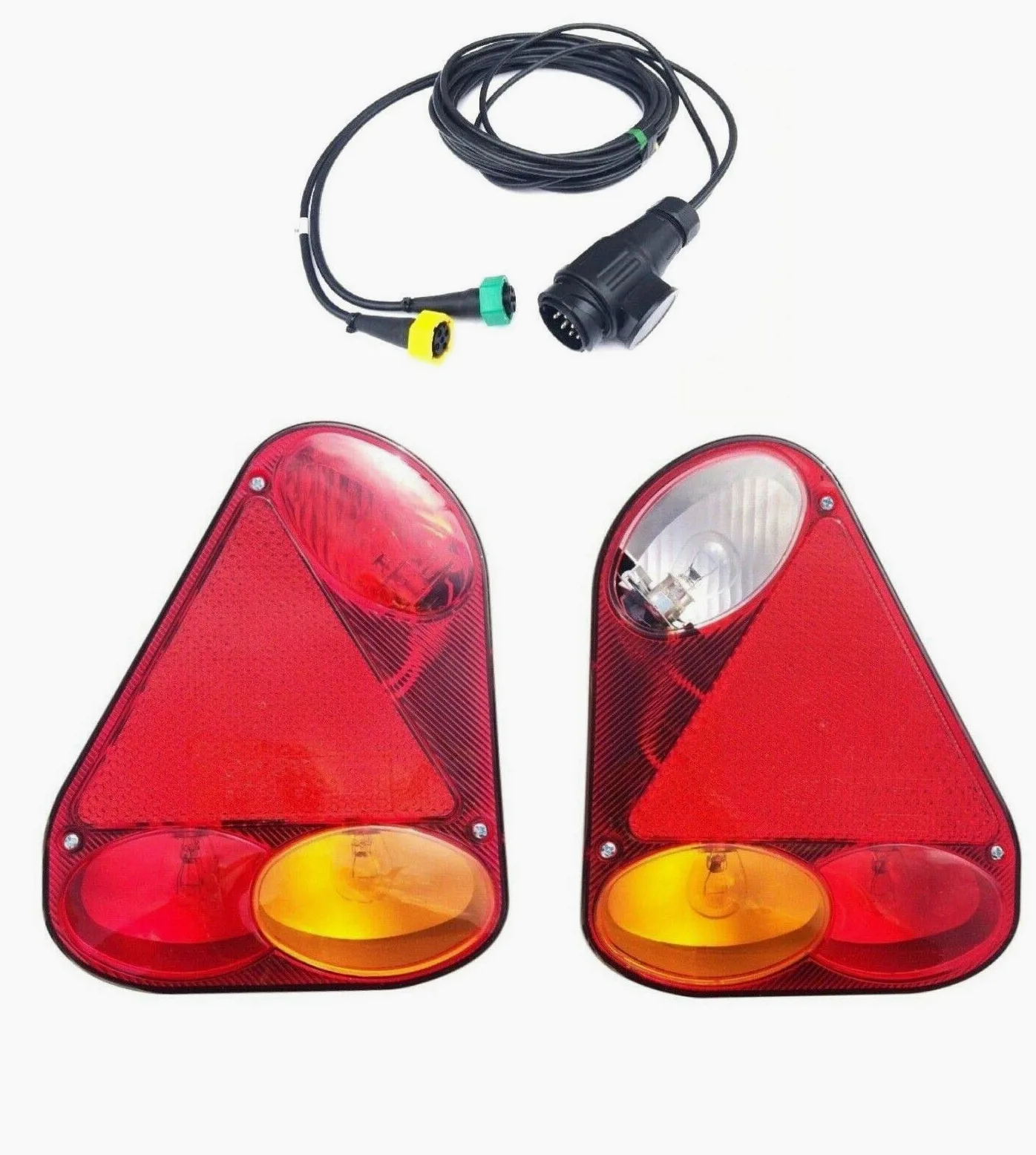 2 luces traseras 12/24 V para camiones y coches, con bombillas de bayoneta de 9 m, 13 polos, arnés de cables