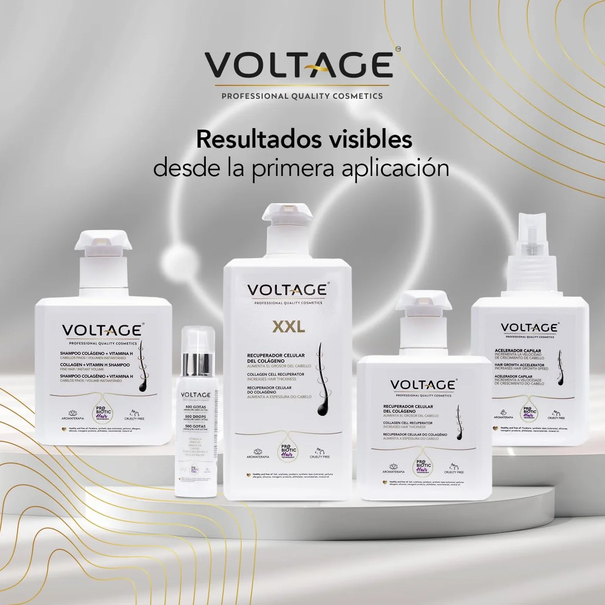 Voltage Cosmetics Champú Colágeno Biotina 500 ml Volumen Antirotura