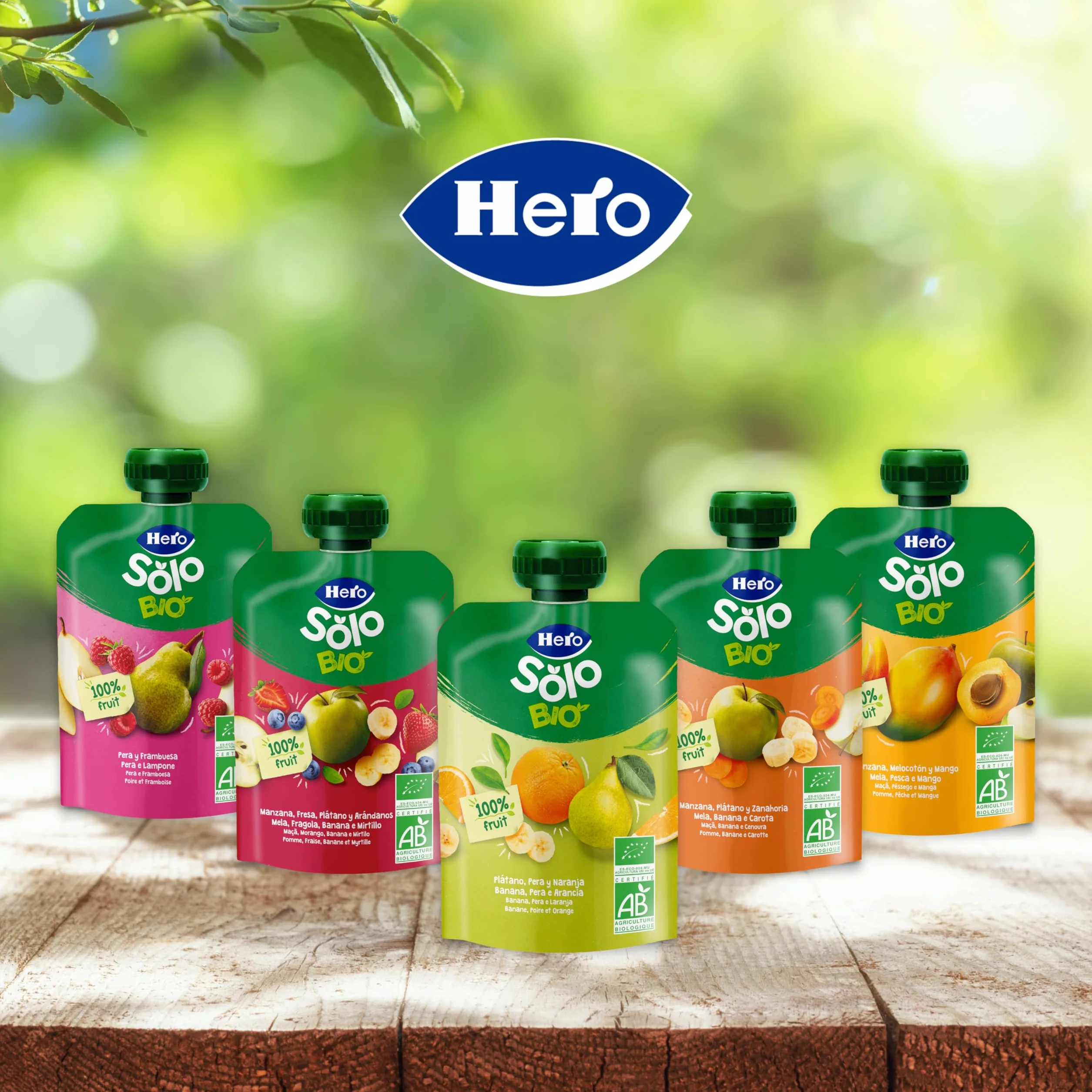 Hero Solo Bolsitas Ecológicas de Manzana, Plátano y Zanahoria BIO para Bebés 6 Meses 100g