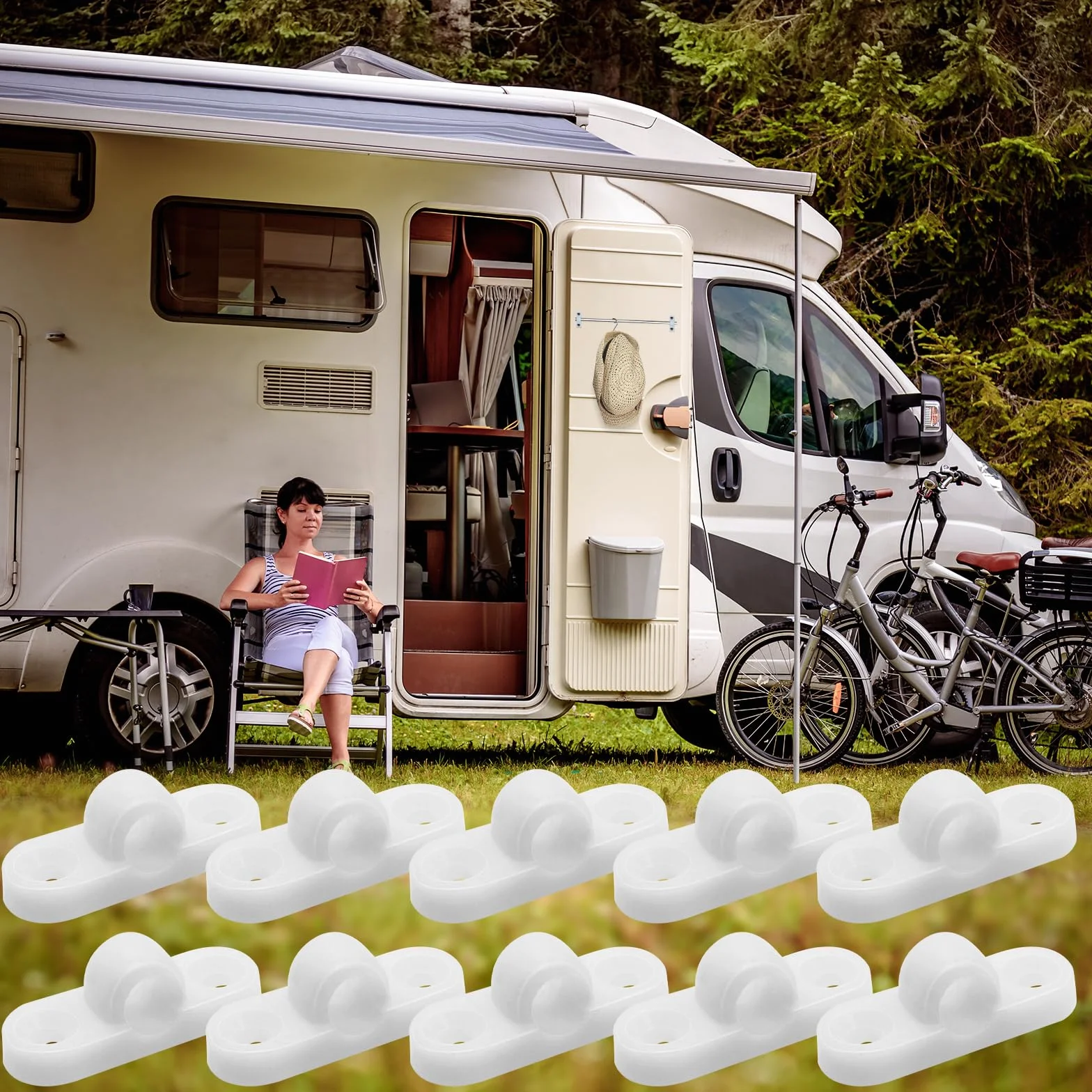 Juego de 10 Ojales para Toldos para Caravana y Caravana con 20 Tornillos, Instalación Vertical y Horizontal (Horizontal)