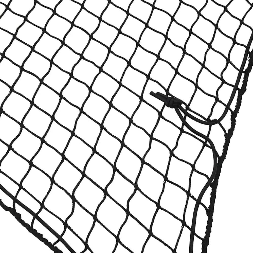 Red para remolque con cuerda de goma, color negro, 3 x 3 m, polipropileno, resistente a los rayos UV, resistente a la intemperie, red de seguridad de carga, red de transporte para coches