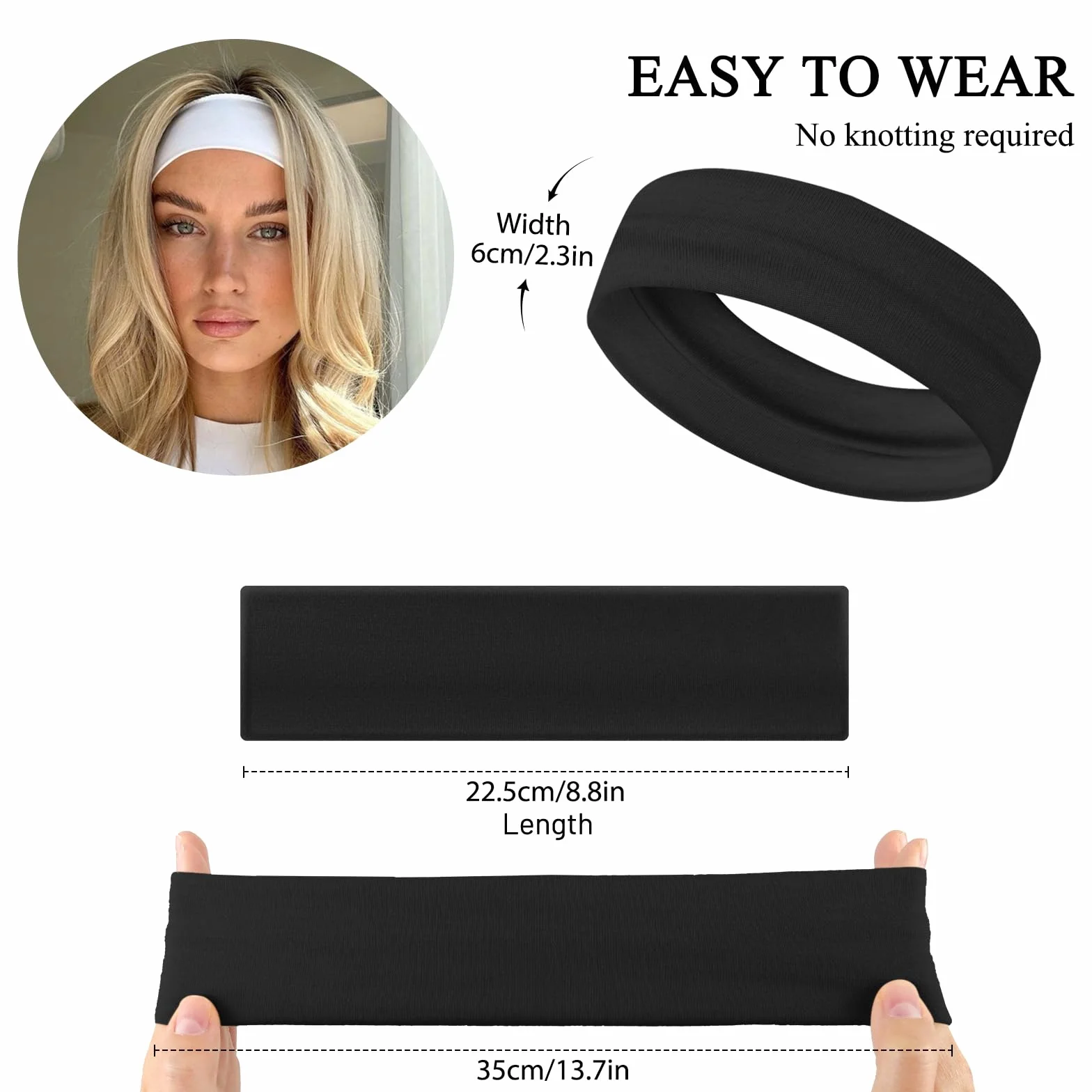 Diadema Deporte 7 Piezas Turbante Absorber Sudor Bandana Transpirable Headband para Yoga Correr
