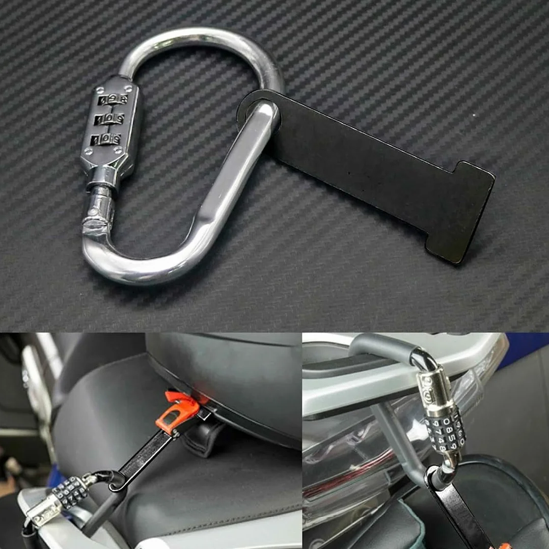 Extensión de bloqueo de casco | Correa de casco d-ring cerradura de acero inoxidable moto scooter universal motorcycle helmet lock extension