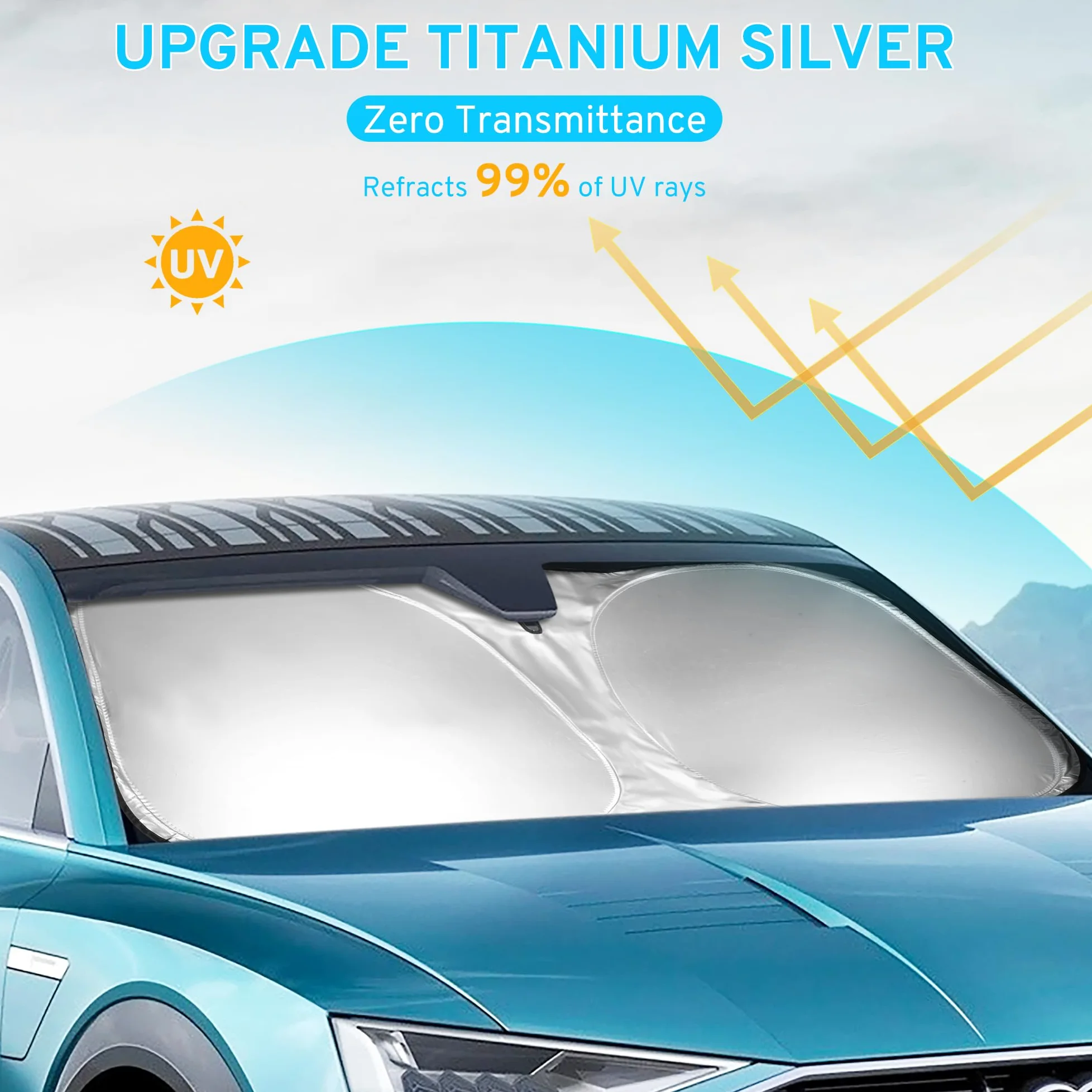 Parasol para parabrisas de coche compatible con Chrysler Town & Country Mini Van 2008-2018, accesorios plegables, visera parasol para ventana delantera de coche