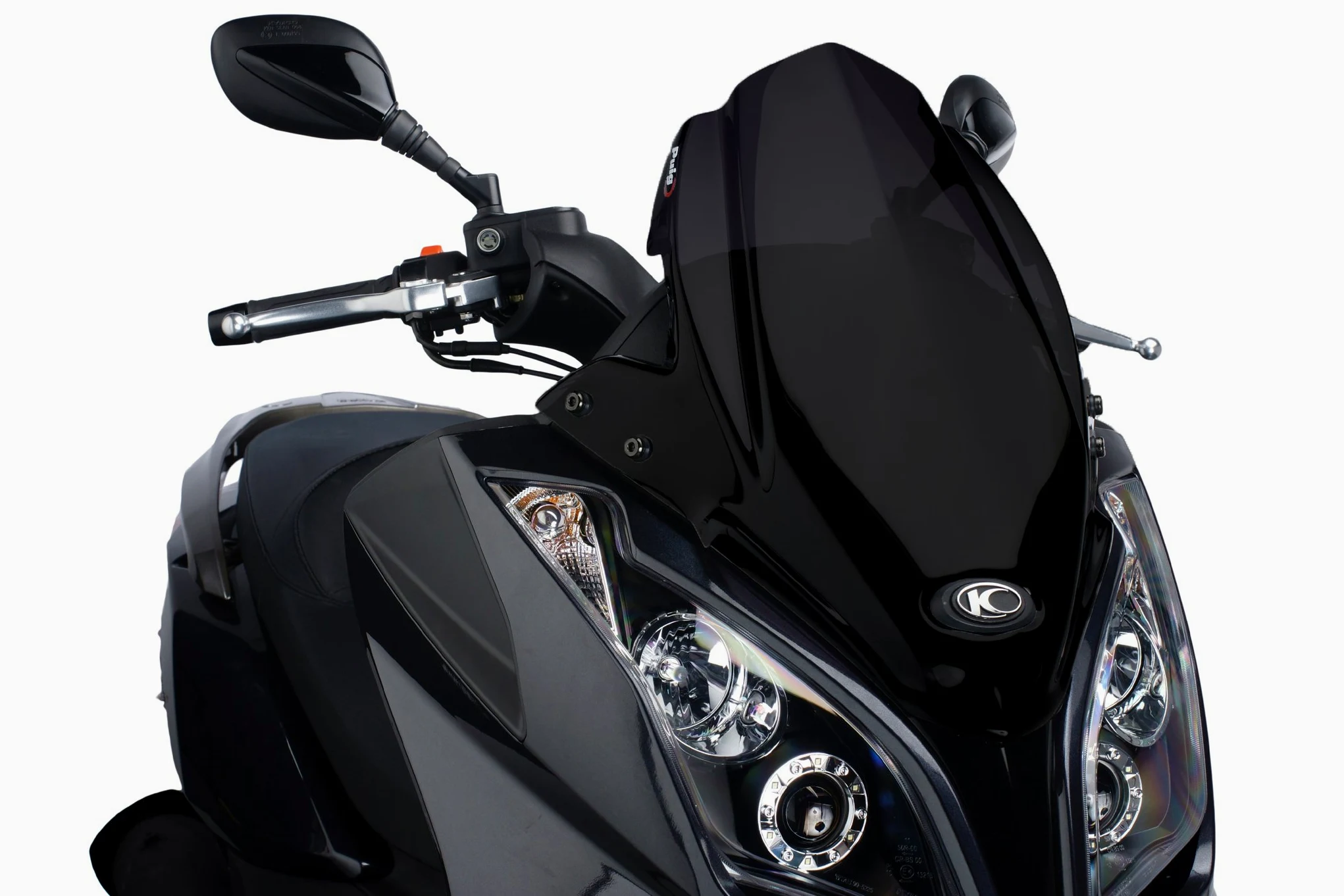 Puig 5522N Pantalla V-Tech Line Sport Sport y aerodinámico en PMMA de 4 mm con diseño V-Tech Que Mejora Estabilidad y Reduce turbulencias, Negro