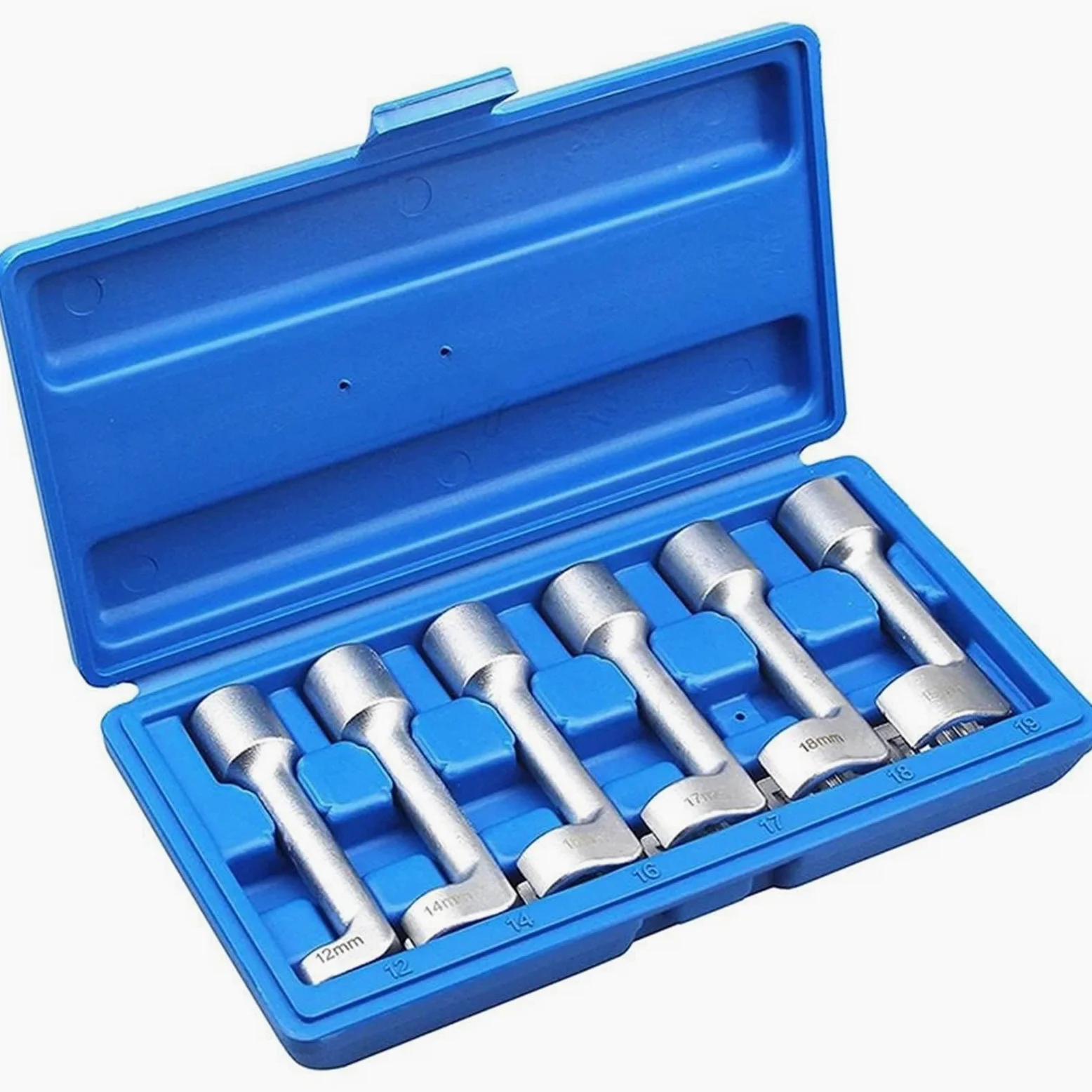 Juego de 6 Herramientas para inyectores de Combustible y Sistemas de Combustible de 1/2" con Llave de Tubo para inyectores de Combustible (12 mm, 14 mm, 16 mm, 17 mm, 18 mm y 19 mm).