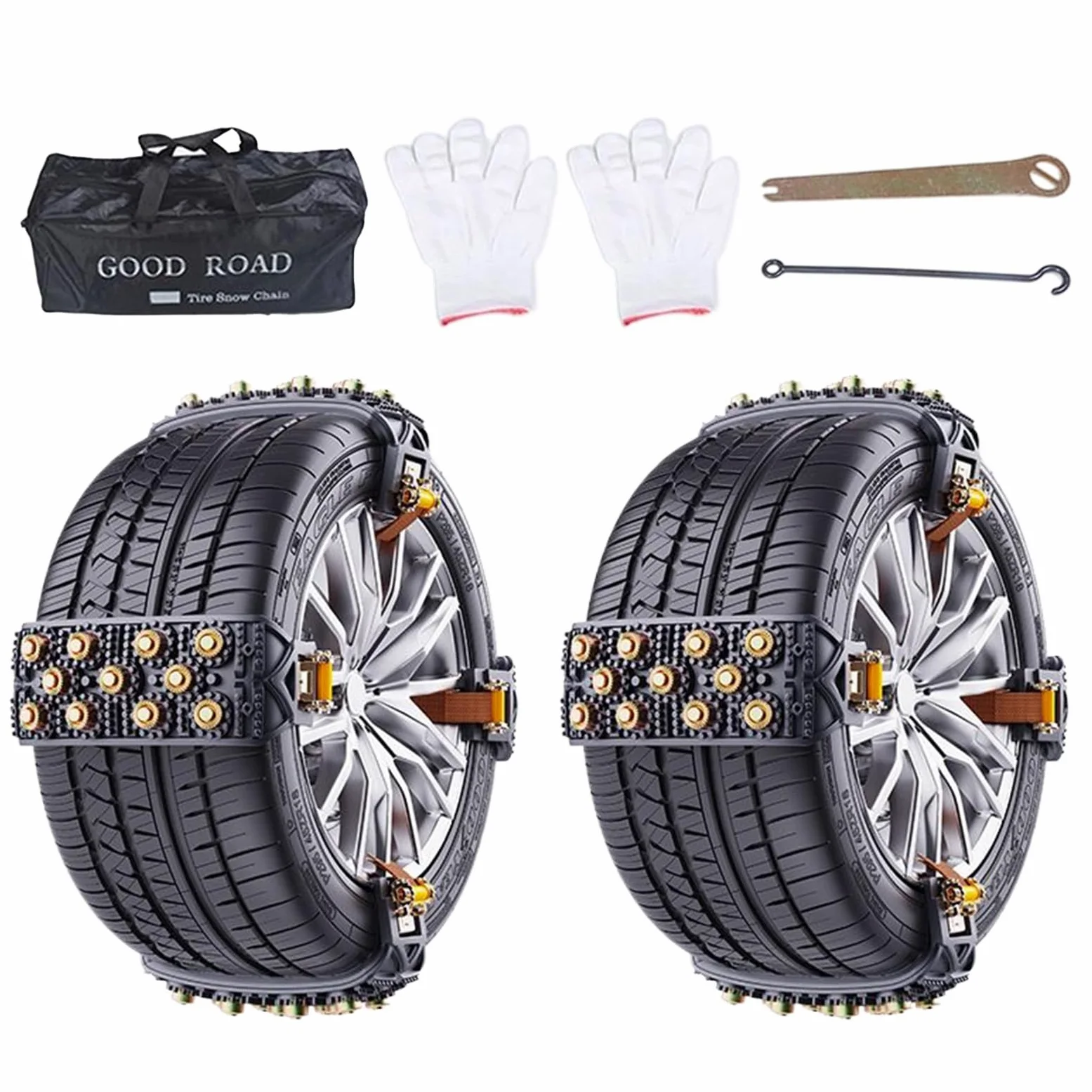 Cadenas de Nieve para Camiones Correas De Instalación En 5 Segundos | Compatibles Con Ruedas 165-265mm Cadenas Antideslizantes Invierno Para Viaje Cortacésped SUV Remolque Clima