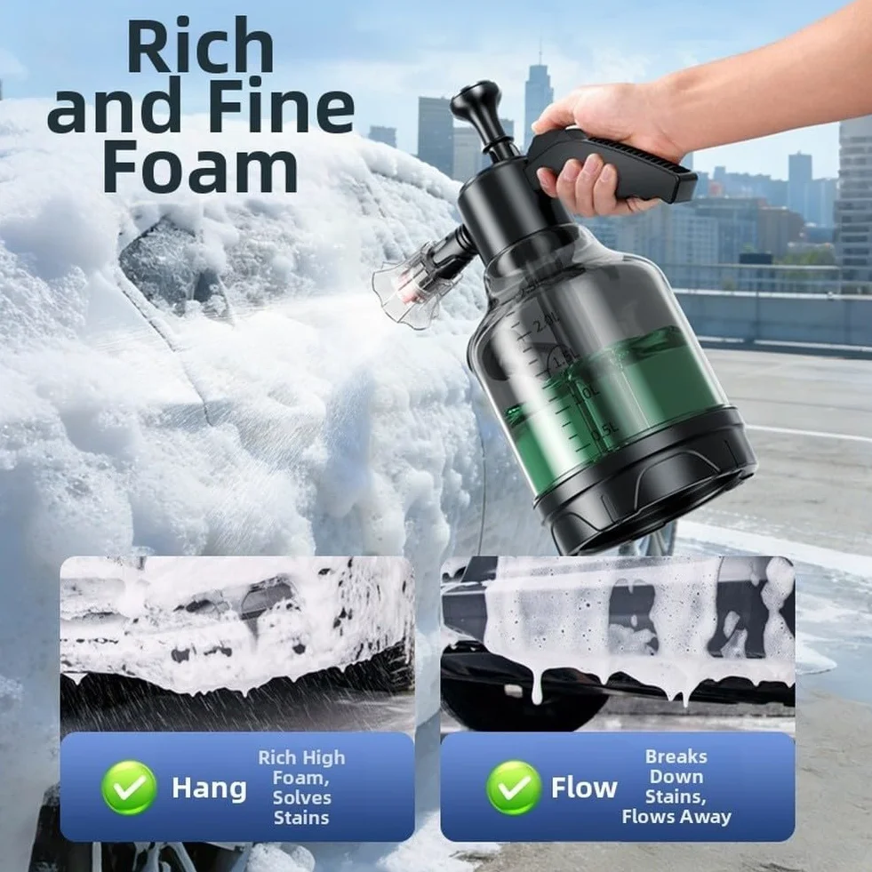 Potente pulverización, rica generación de espuma, eliminación eficiente de la suciedad, lavado rápido del coche, fácil operación (negro-gris)