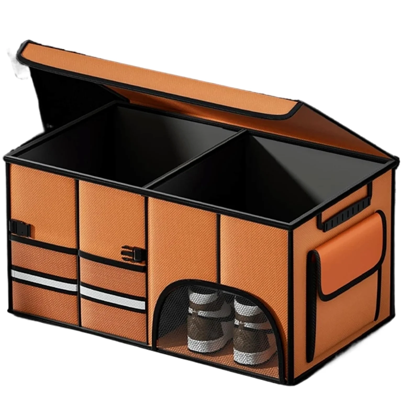 Almacén Antideslizante Durable‌ Organizador de maletero grande de 32/72 l para coche, plegable, con tapa, impermeable Almacenamiento para Coche‌(72L Black)