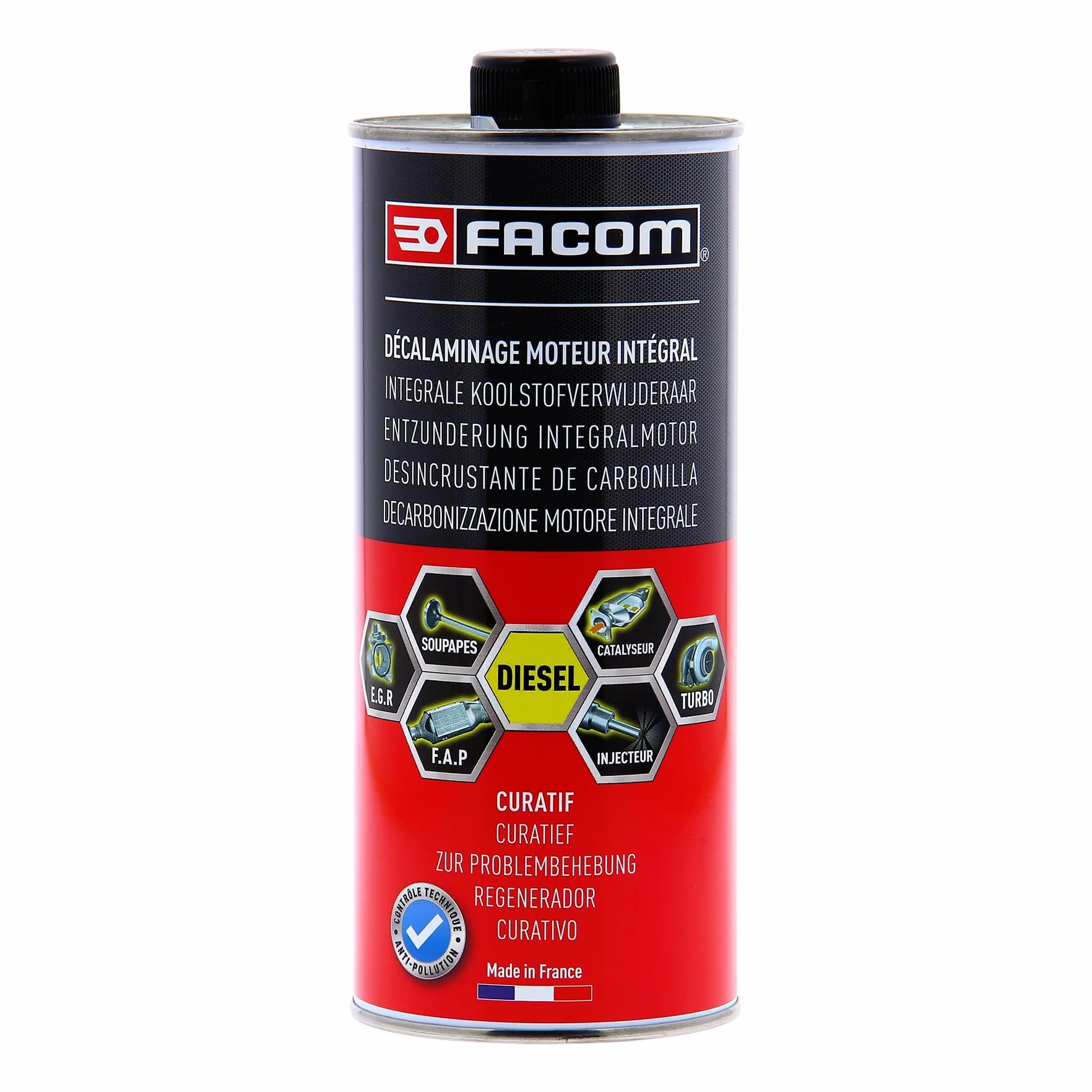 FACOM 006025 Aditivo Descarbonizante Motor Diésel – Tratamiento Curativo – Limpieza EGR, Turbo, Catalizador y Filtro de Partículas, 1L