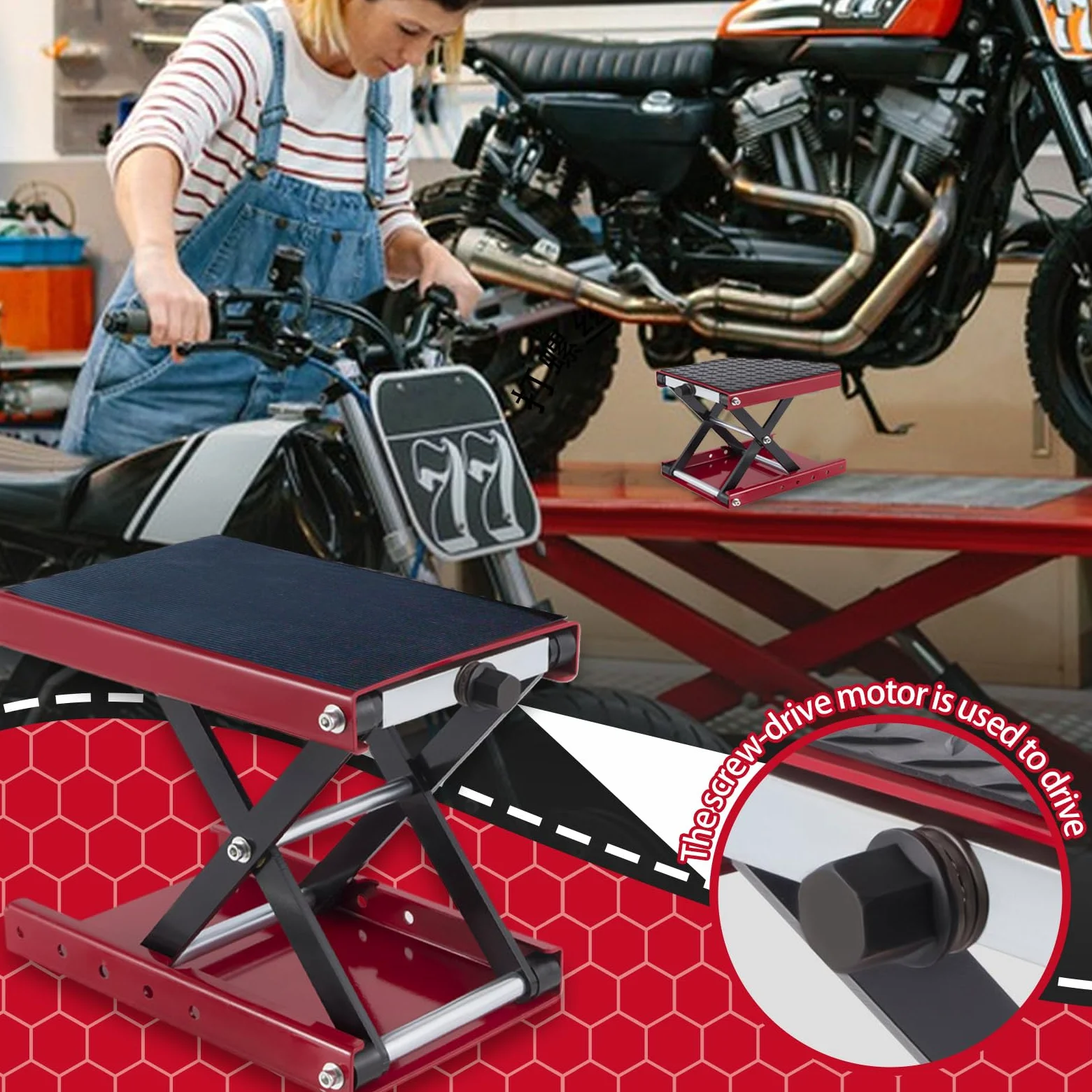 Elevador para Moto Elevador Plataforma Ancha para Moto | Accesorios De Mesa Compactos Resistentes Para Mantenimiento De Scooters, ATV Y Talleres