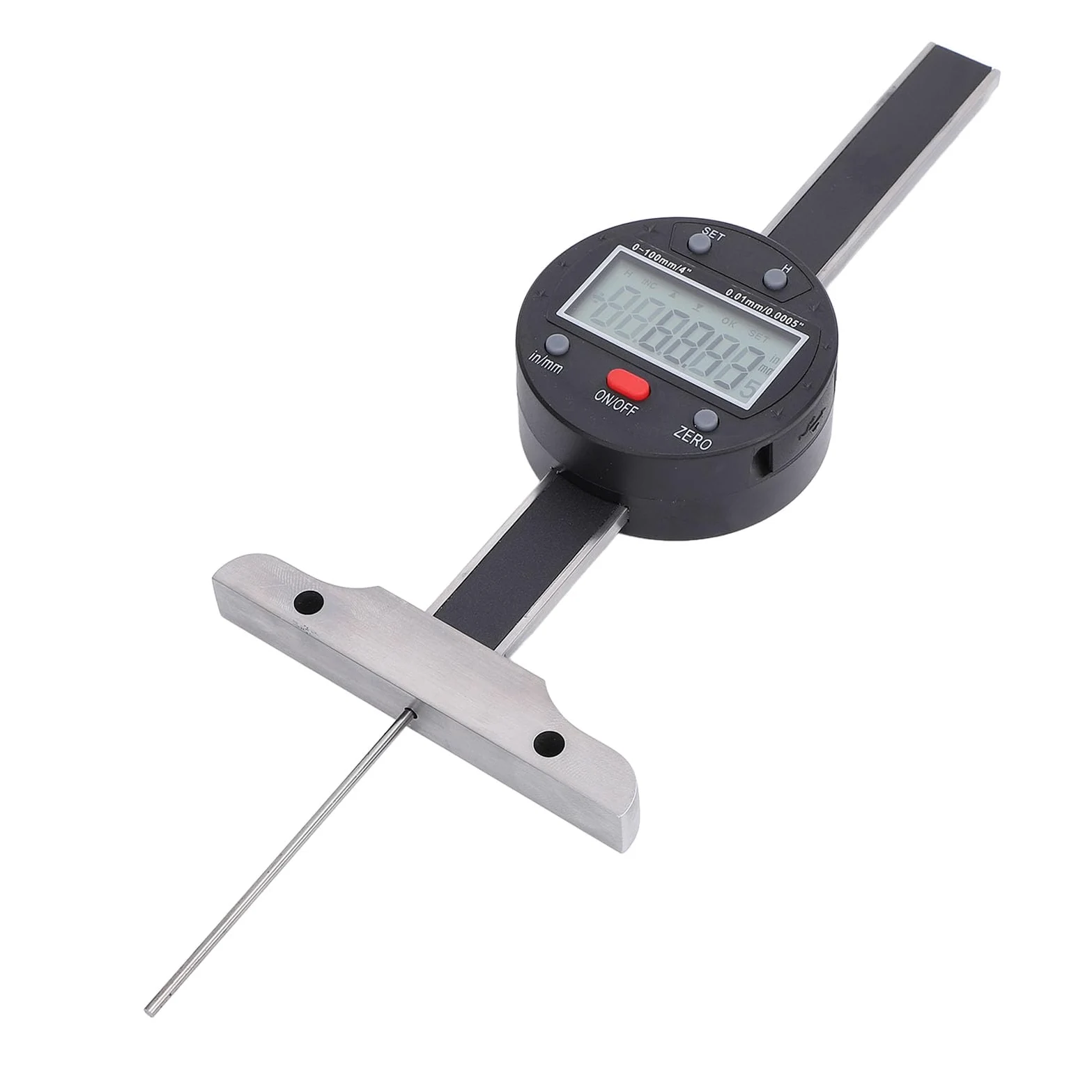 Focket Medidor de Profundidad de la Banda de Rodadura de Neumáticos Digitales, Medidor de Profundidad Electrónica con Transferencia de Datos USB para Motocicletas Camiones Camionetas SUV